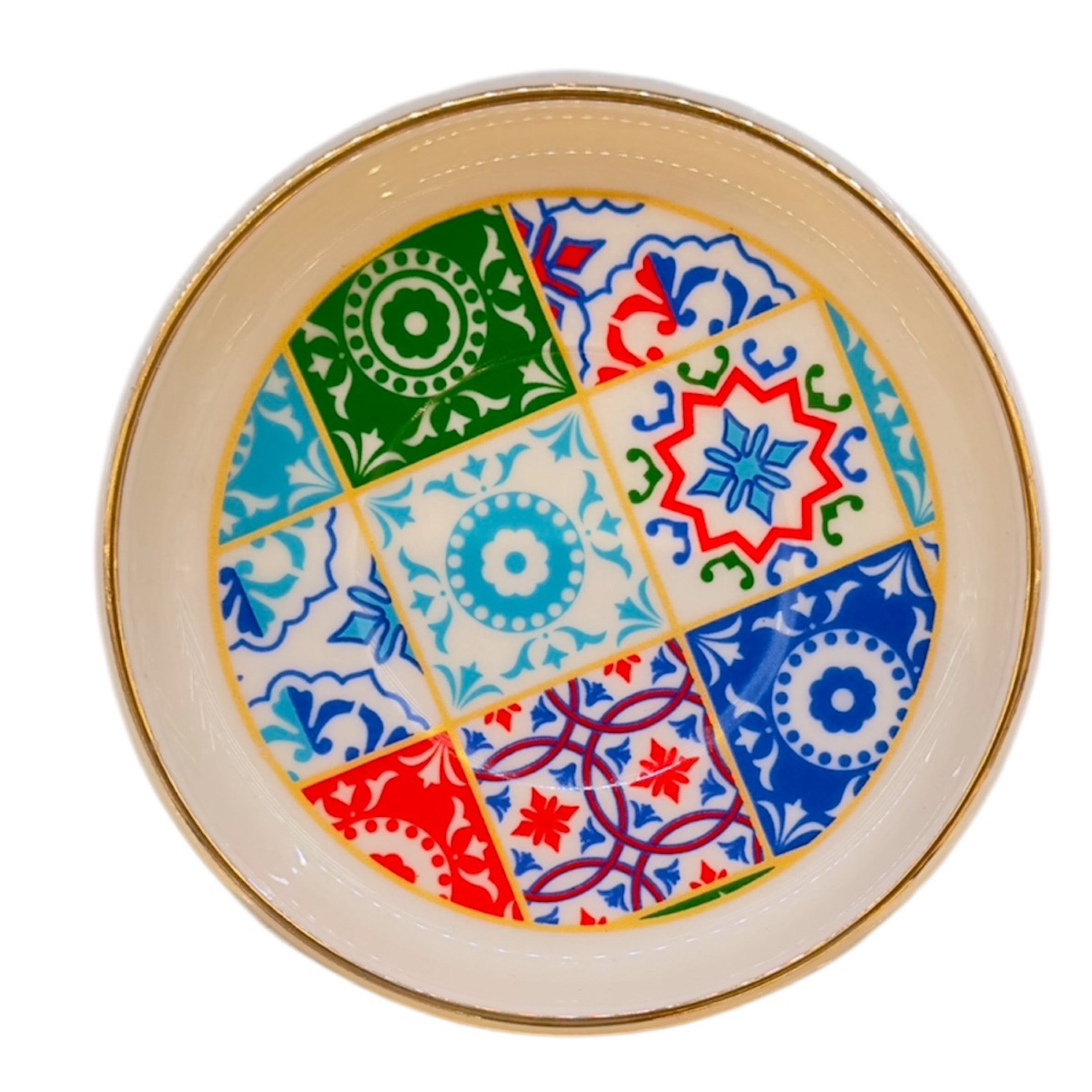 Etnik Desenli Ela Çay Tabağı – 6 Kişilik Özgün Sunum Seti