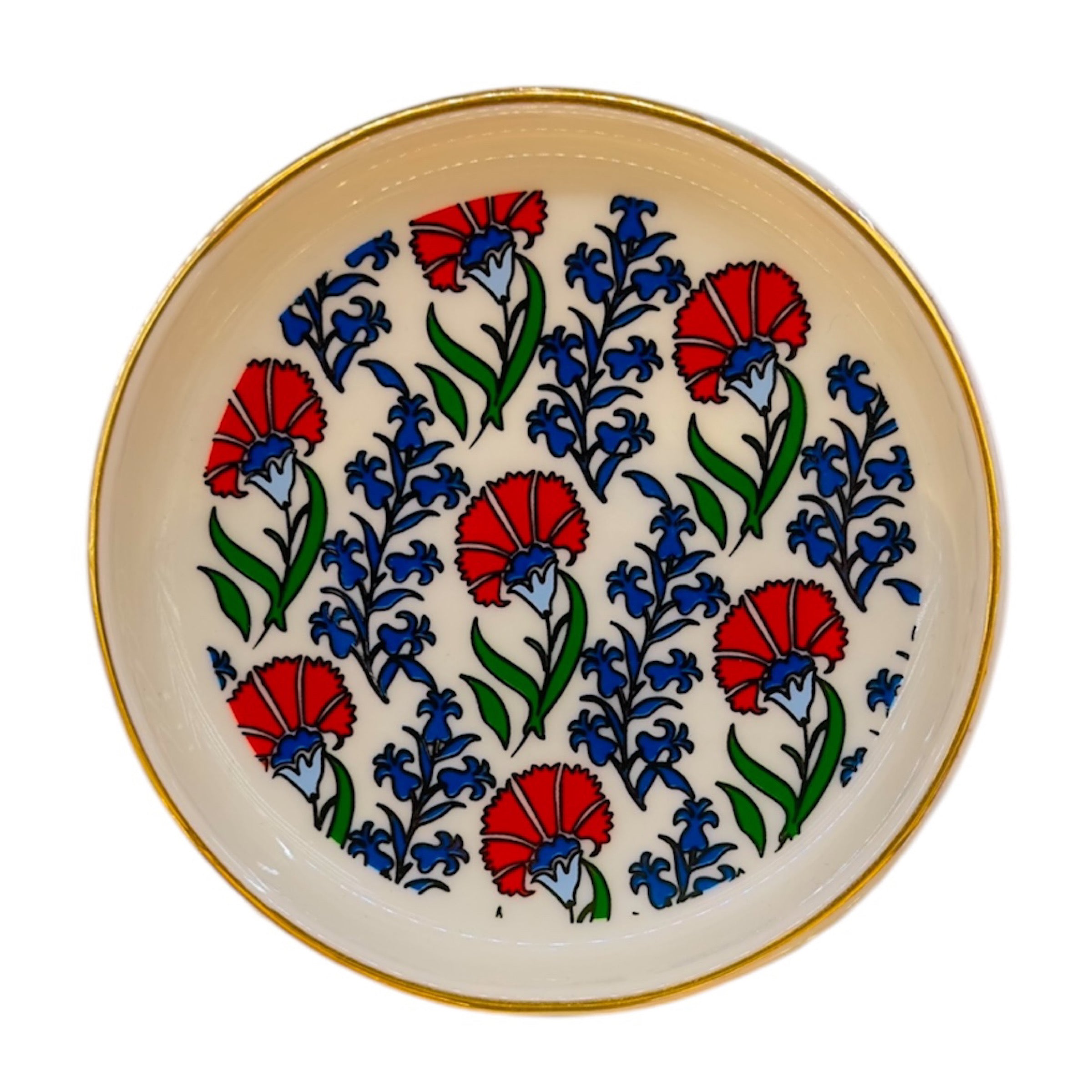 Karanfil Desenli Ela Çay Tabağı – 6 Kişilik Şık Sunum Takımı
