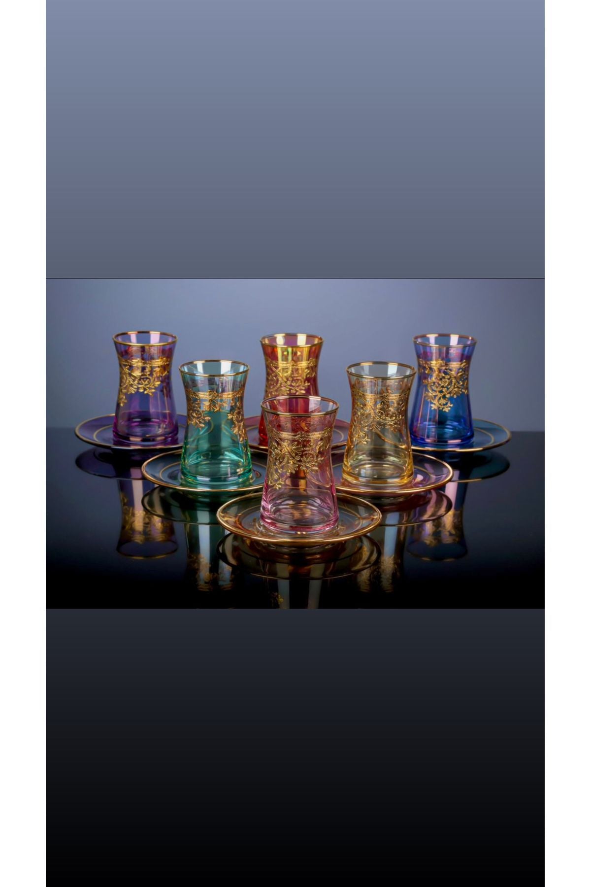 Çay Bardağı Takımı 6 Kişilik 12 Parça Pantograf Mix | Luxury Turkish Tea Set - Bardak | DUKKANI ISTANBUL