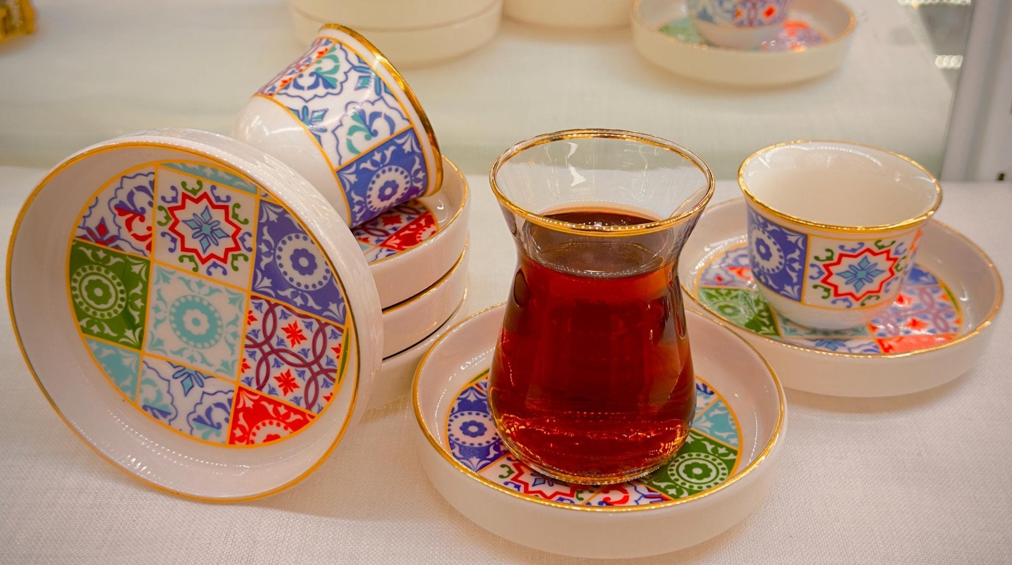 Etnik Motifli Türk Çay ve Kahve Takımı – Geleneksel Şıklık | Luxury Turkish Tea Set - | DUKKANI ISTANBUL