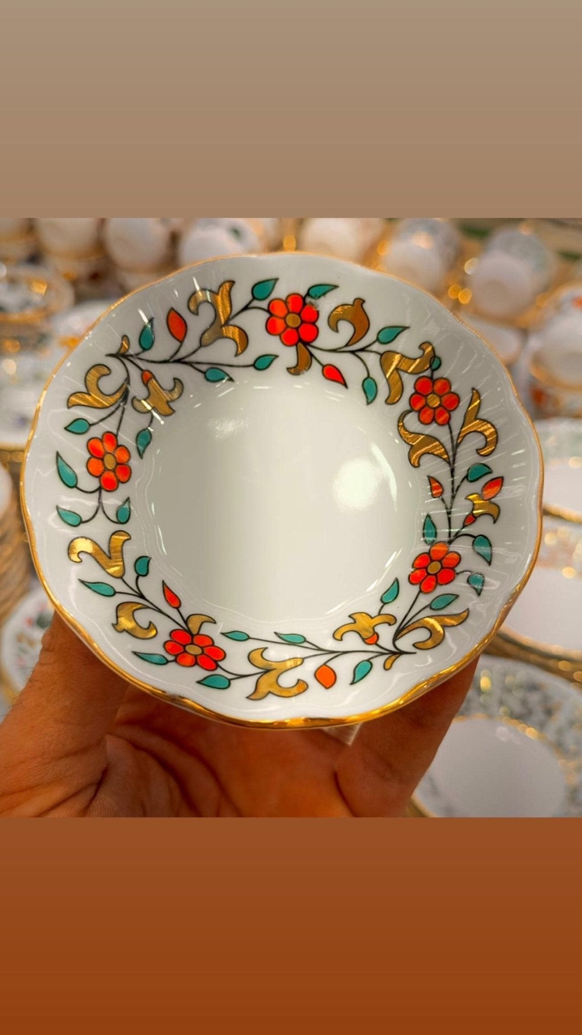 Jasmine Orange 6 Kişilik Lüx Türk Çay ve Kahve Takımı – Altın Yaldızlı Özel Tasarım | Luxury Turkish Tea Set - | DUKKANI ISTANBUL