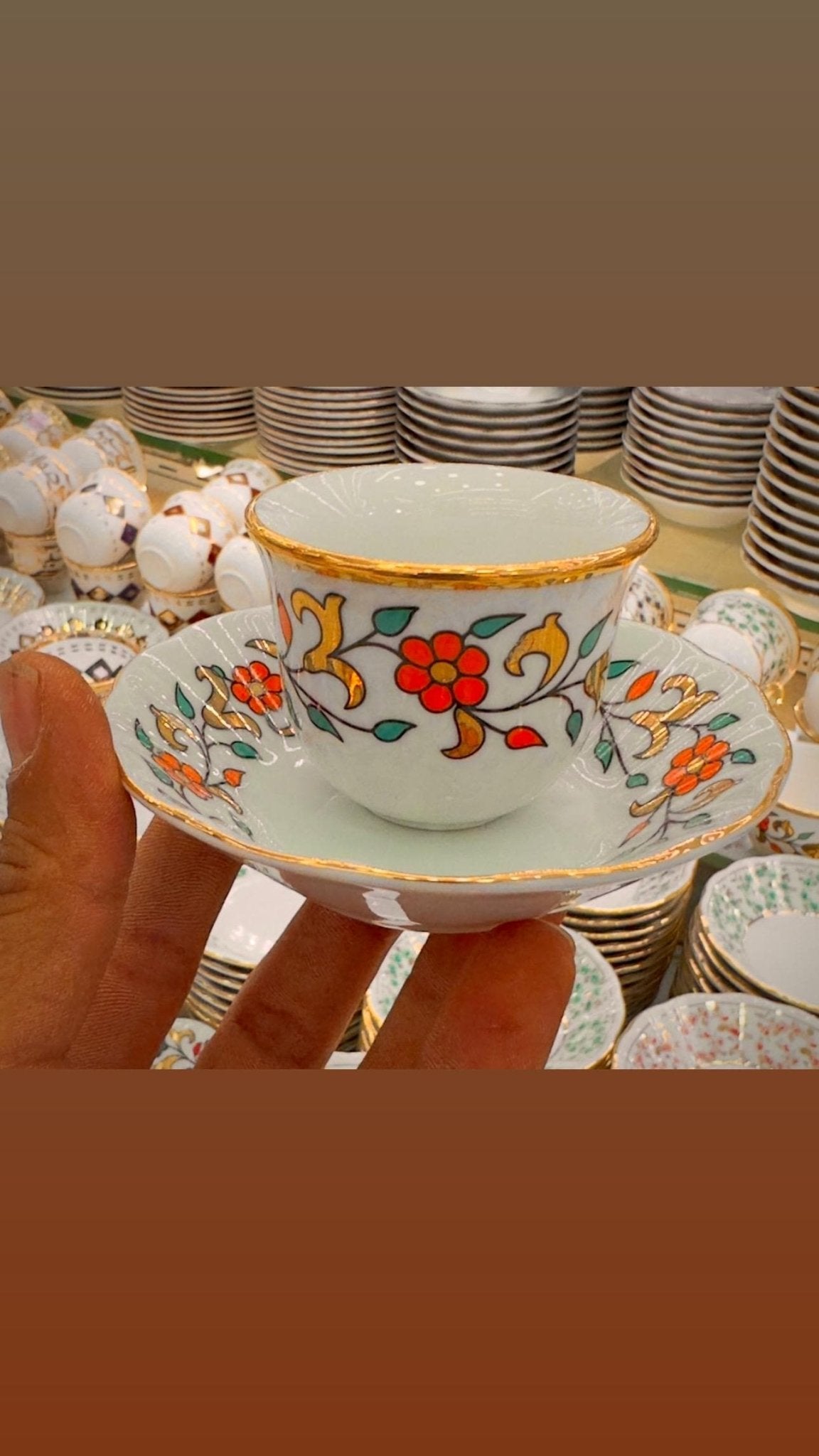 Jasmine Orange 6 Kişilik Lüx Türk Çay ve Kahve Takımı – Altın Yaldızlı Özel Tasarım | Luxury Turkish Tea Set - | DUKKANI ISTANBUL