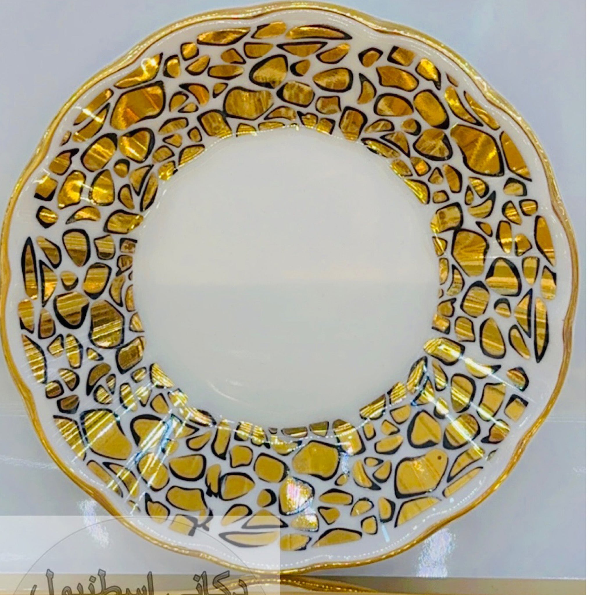 Kaplan Desenli Altın Yaldızlı El İşlemeli Tam Takım Çay ve Mırra Seti – 6 Kişilik | Luxury Turkish Tea Set - Kahvaltı Takımı | DUKKANI ISTANBUL