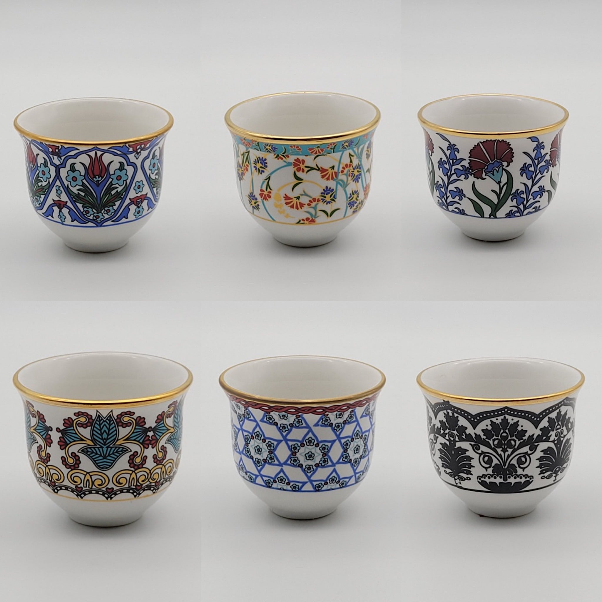 Porselen Gawa Fincan Takımı 6 Kişilik kahve Fincanı ela mix mırra | Luxury Turkish Tea Set - Kahve Fincanı | DUKKANI ISTANBUL