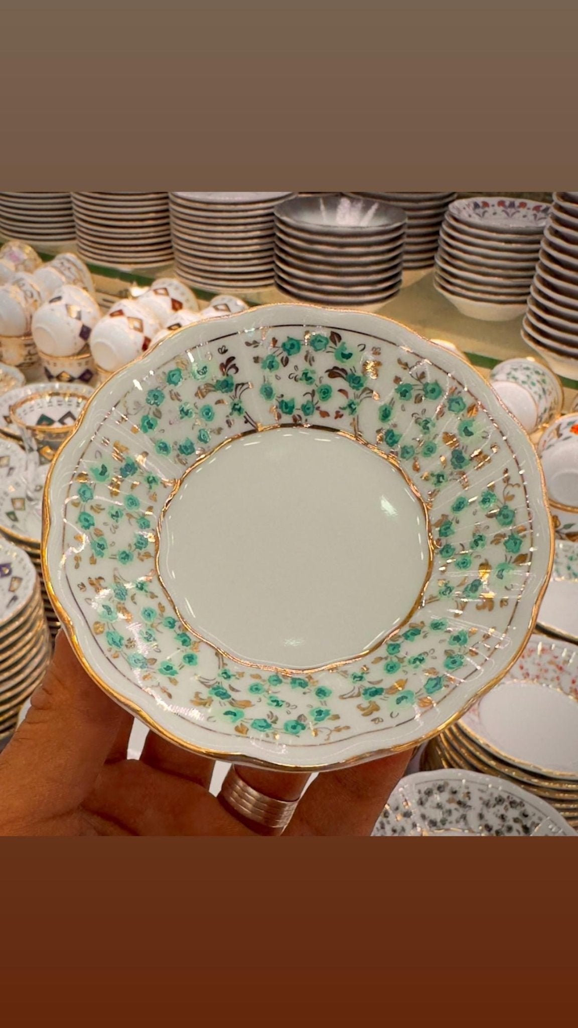 Turkish Turquoise Gold Çay & Kahve Seti – 6 Kişilik Lüks Osmanlı Tarzı | Luxury Turkish Tea Set - | DUKKANI ISTANBUL