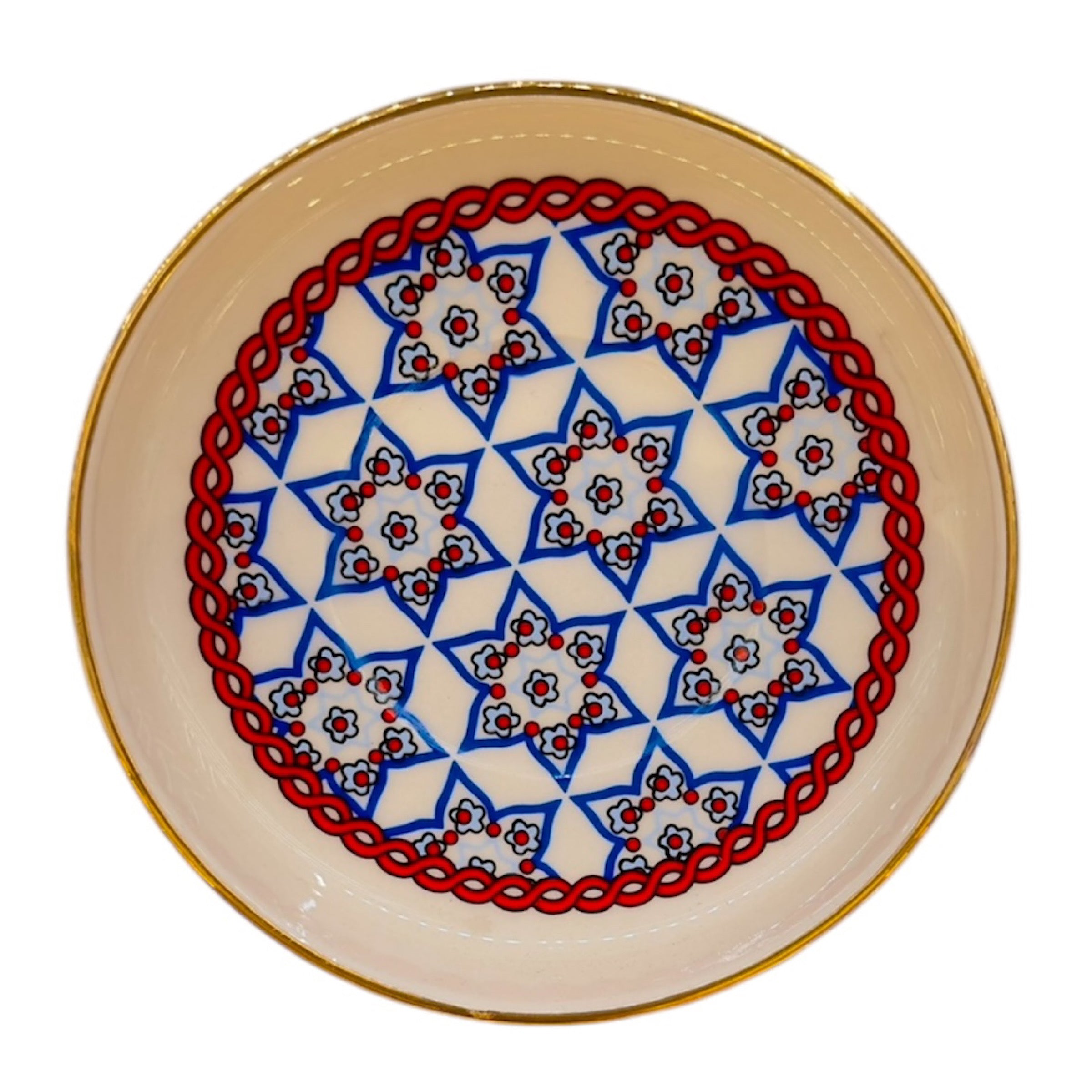 Yıldız Desenli Ela Çay Tabağı – 6 Kişilik Özel Sunum Seti