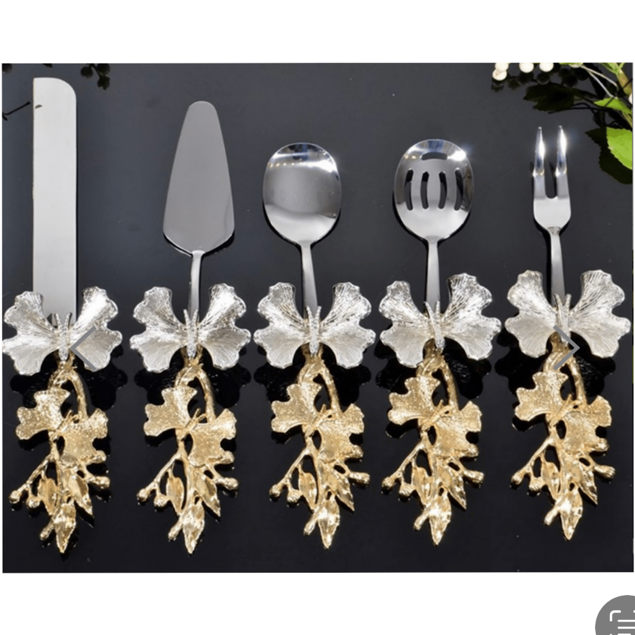 5’li Kelebek Figürlü Altın & Gümüş Mix Servis Seti – Lüks Sunum Şıklığı | Luxury Turkish Tea Set - Servis Seti | DUKKANI ISTANBUL