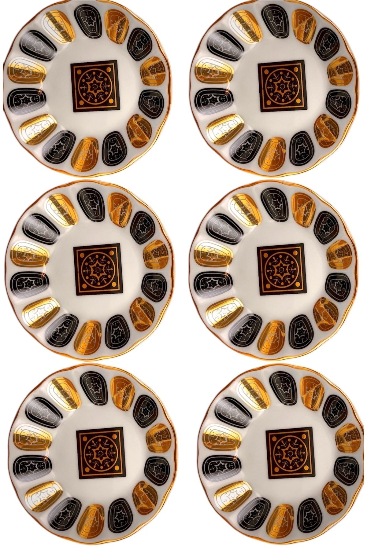 6 Kişilik Acem Siyah Porselen Çay Tabağı Seti – Gelenekten İlham Alan Modern Şıklık | Luxury Turkish Tea Set - Tabak | DUKKANI ISTANBUL