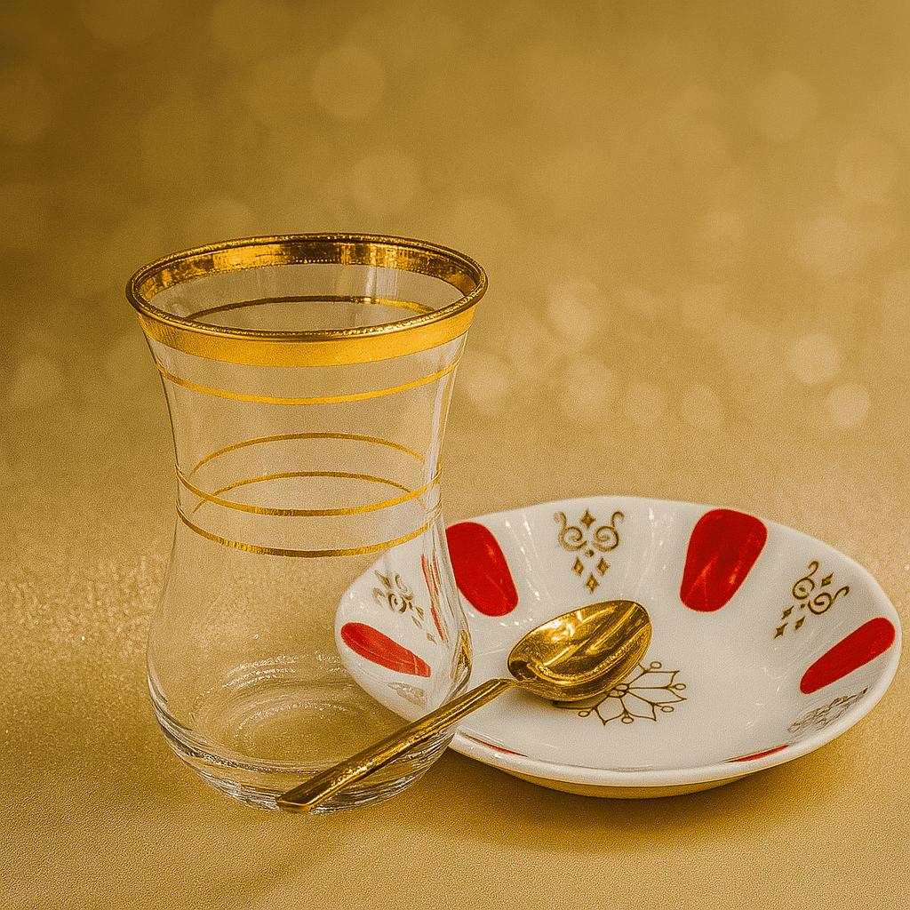 6 kişilik çay bardağı seti acem klasik osmanlı çay tabağı seti | Luxury Turkish Tea Set - | DUKKANI ISTANBUL