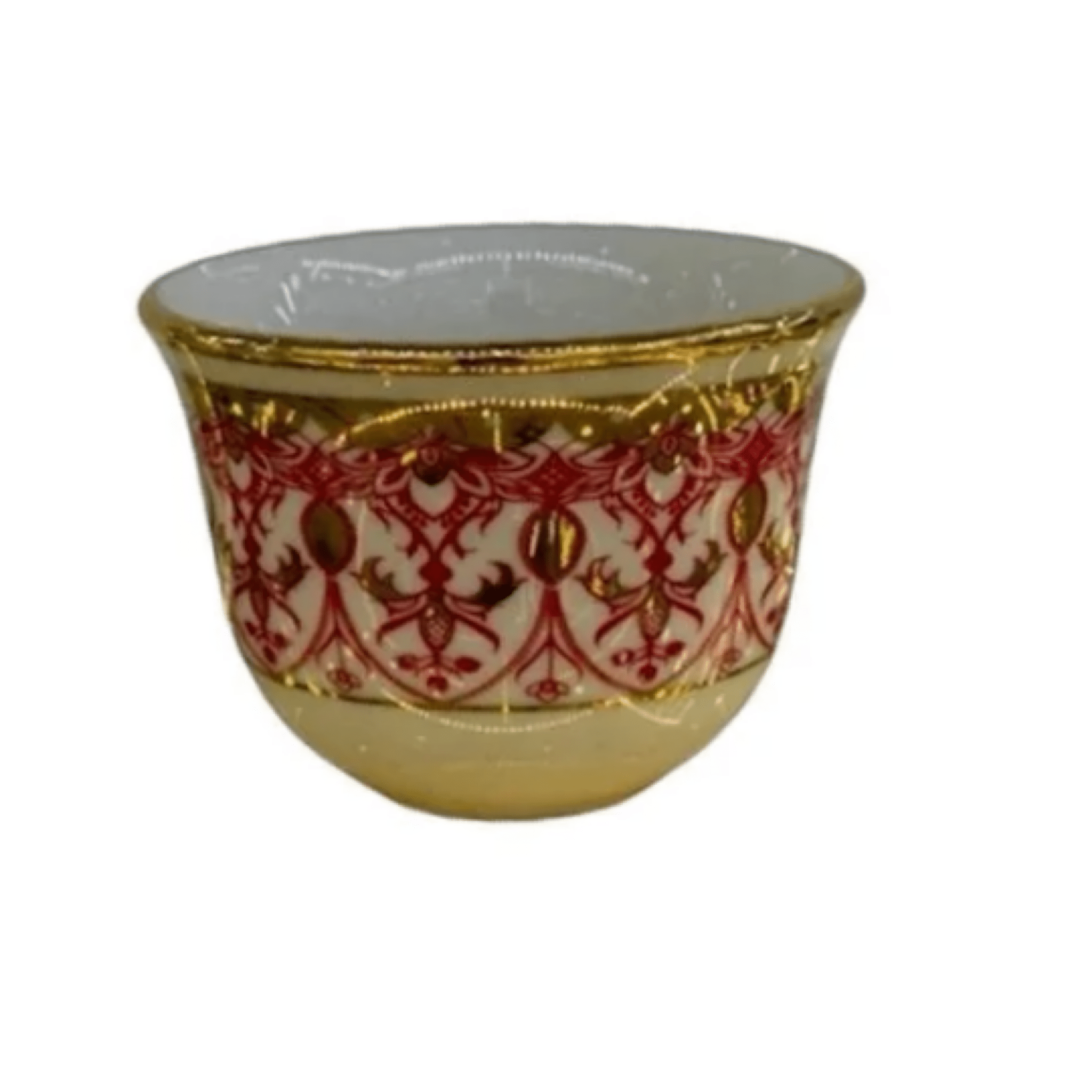 6 Kişilik Dantel Kırmızı Porselen Mırra Fincanı Seti – Altın Yaldızlı El İşlemeli Tasarım | Luxury Turkish Tea Set - Kahve Fincanı | DUKKANI ISTANBUL