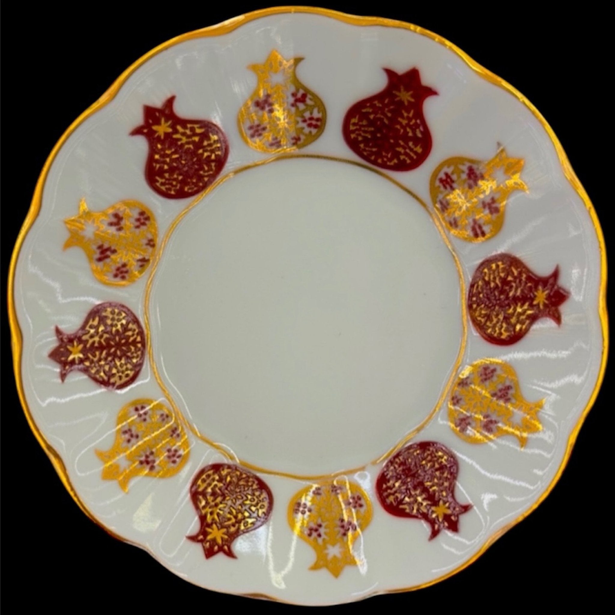 6 Kişilik Nar Desenli Lüks Mırrâ Fincanı ve Çay Tabağı Seti | Altın Yaldızlı Özel Tasarım | Luxury Turkish Tea Set - | DUKKANI ISTANBUL