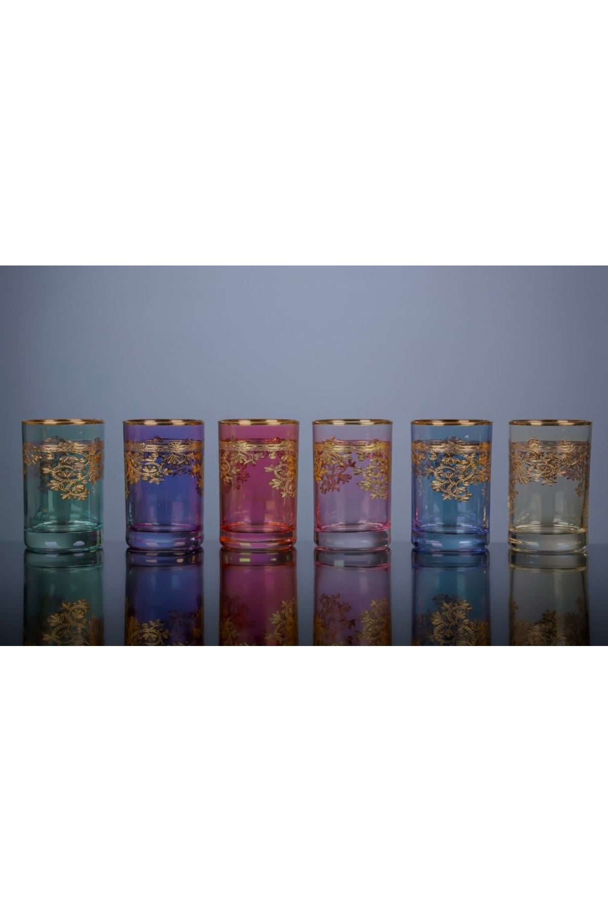 6 Kişilik Pantograf Desenli Kahve Yanı Su Bardağı Seti – Mix Desenli Altın Yaldızlı | Luxury Turkish Tea Set - Bardak | DUKKANI ISTANBUL