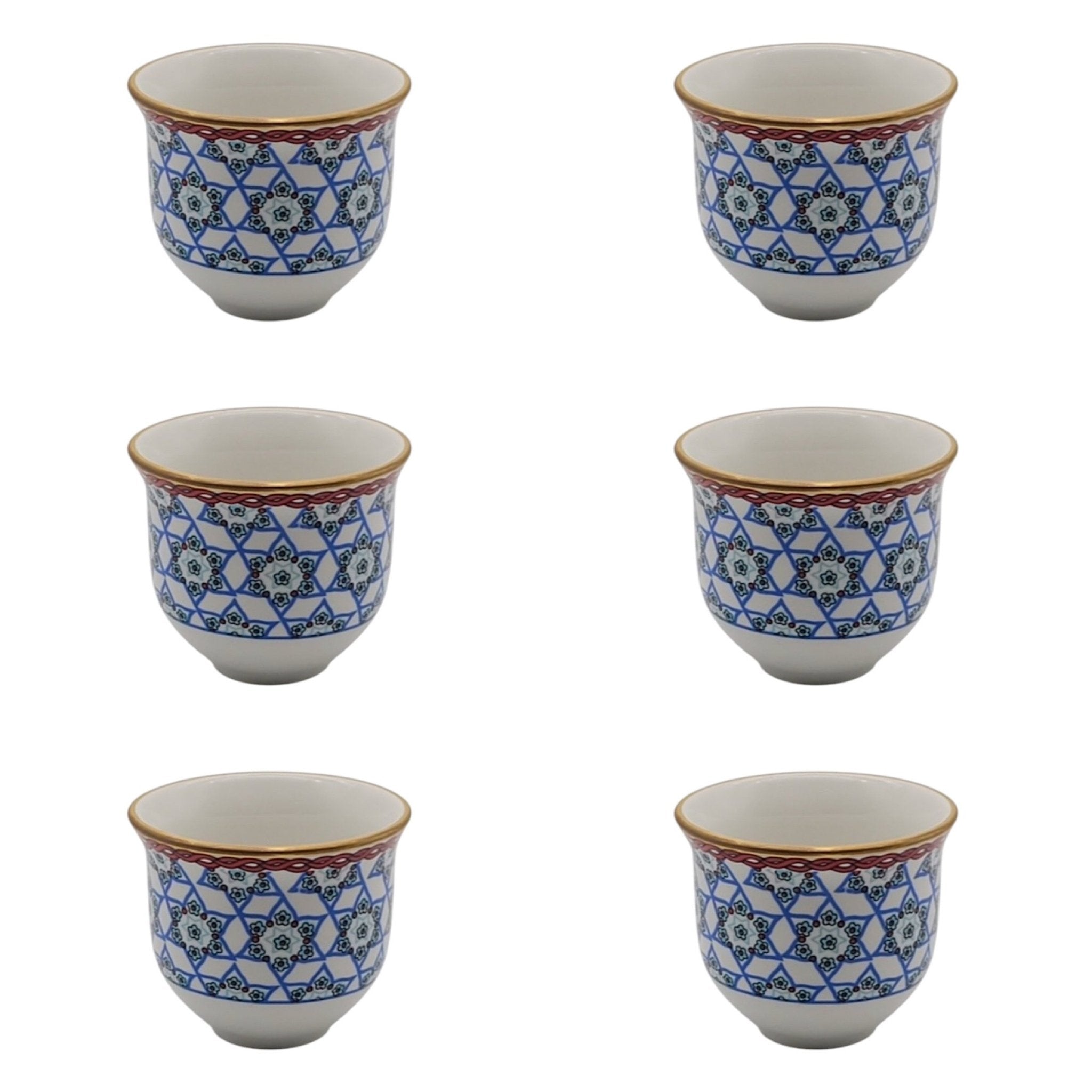 6 Kişilik Yıldız Desenli Porselen Mırra Fincanı Seti – Geleneksel Sunumlara Işıltılı Bir Dokunuş | Luxury Turkish Tea Set - Kahve Fincanı | DUKKANI ISTANBUL