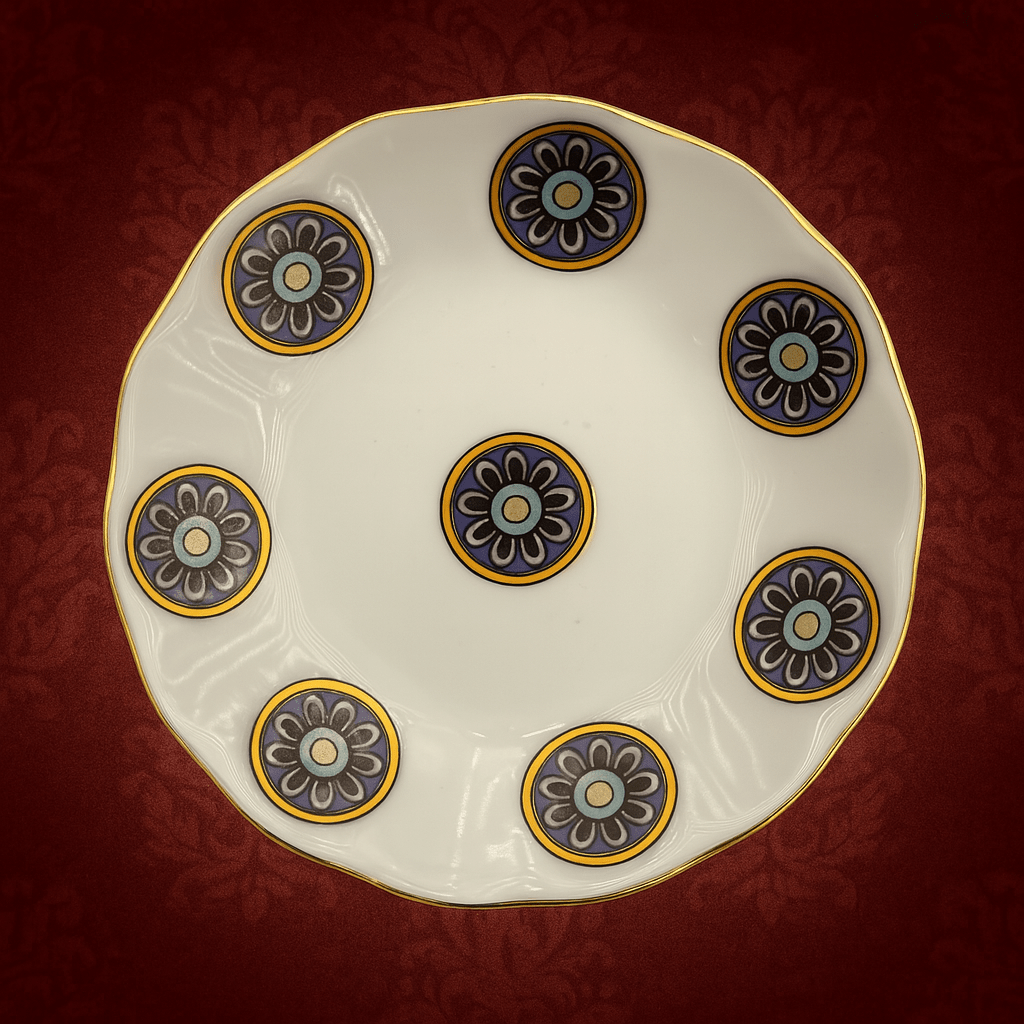 6’lı Boncuk Desenli Çay Tabağı Seti – Altın Yaldızlı El İşlemeli | Luxury Turkish Tea Set - Tabak | DUKKANI ISTANBUL