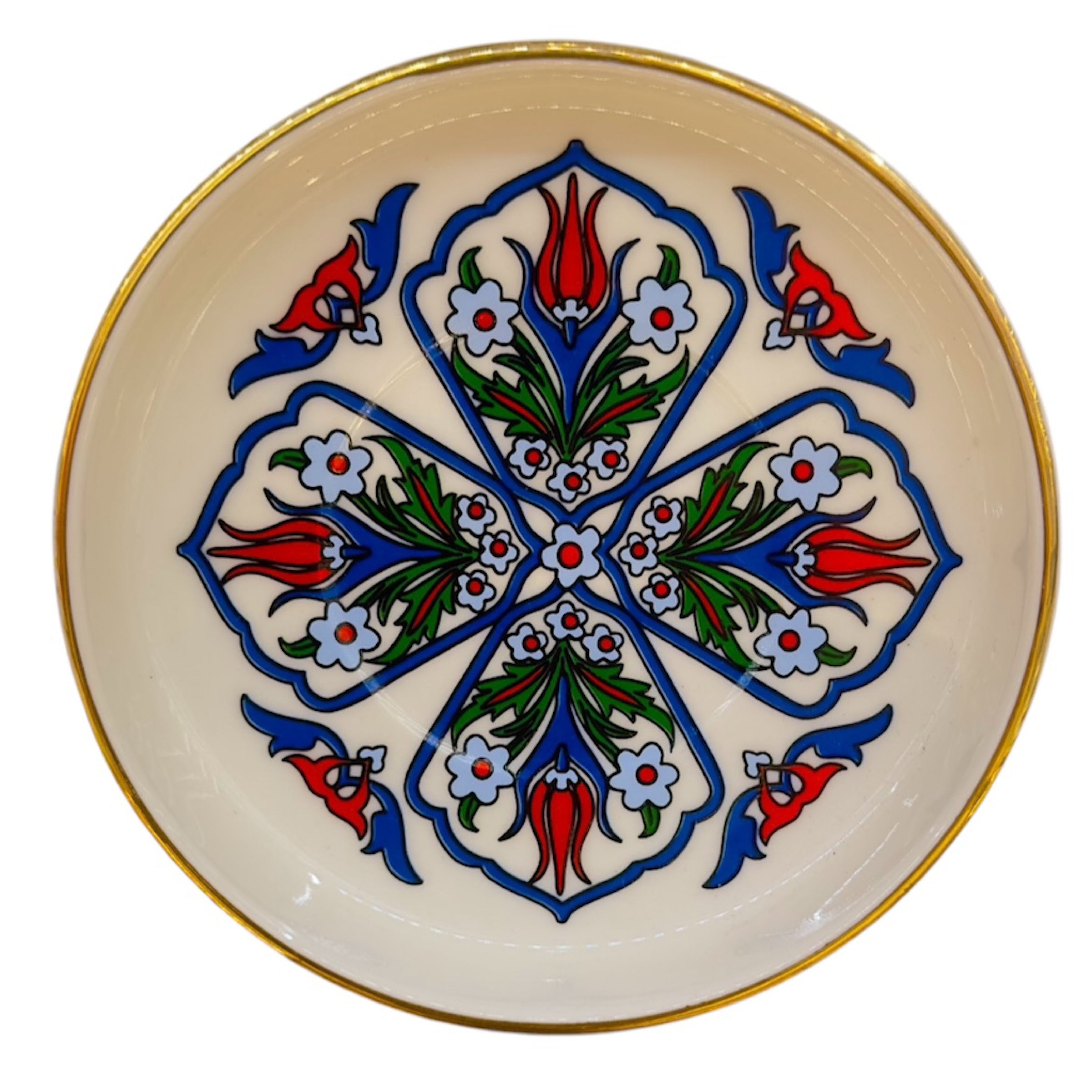 Lale Desenli Ela Çay Tabağı – 6 Kişilik Zarif Sunum Seti