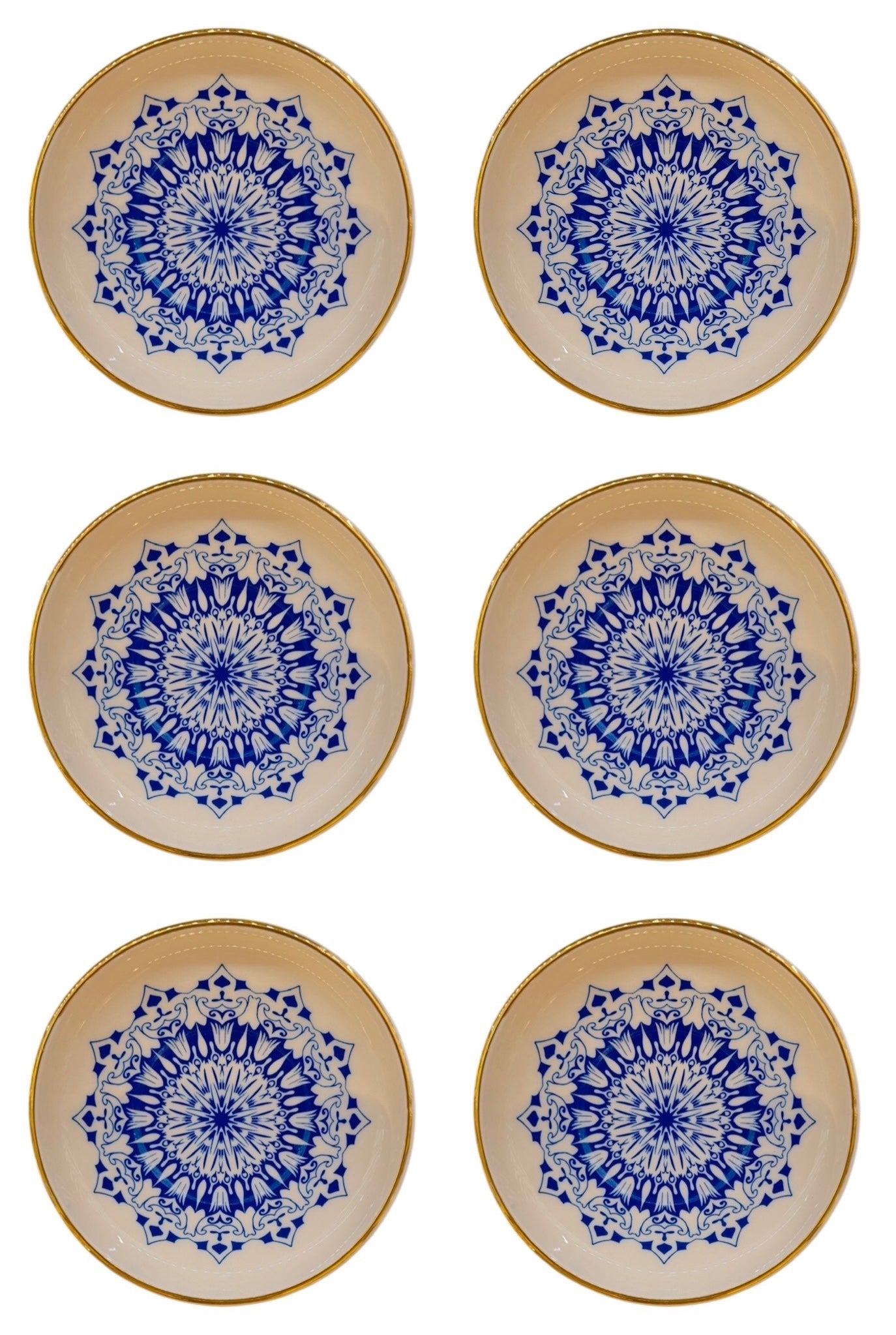 Antrasit Desenli 6’lı Altın Yaldızlı Çay Tabağı Seti – Çok Amaçlı Sunum Tabağı | Luxury Turkish Tea Set - Tabak | DUKKANI ISTANBUL
