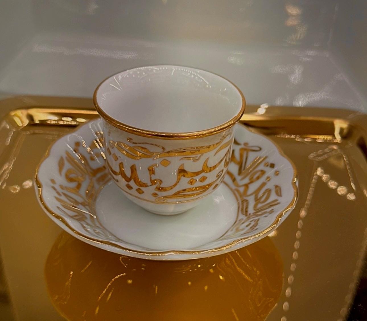 Bereket Altın Özel Set – Çay, Mırra, Demlik ve Isıtıcı ile 6 Kişilik Lüks Sunum Takımı | Luxury Turkish Tea Set - | DUKKANI ISTANBUL