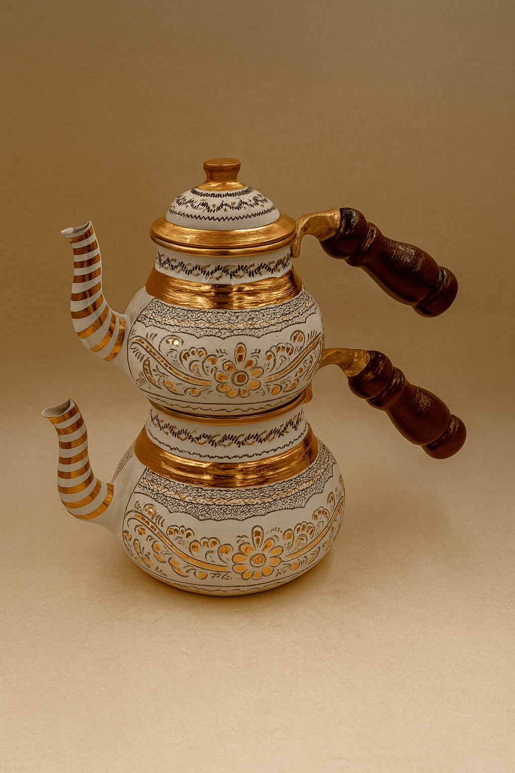 Beyaz Erzincan İşlemeli Çaydanlık – Osmanlı Zarafetiyle El İşçiliği | Luxury Turkish Tea Set - Çaydanlık | DUKKANI ISTANBUL