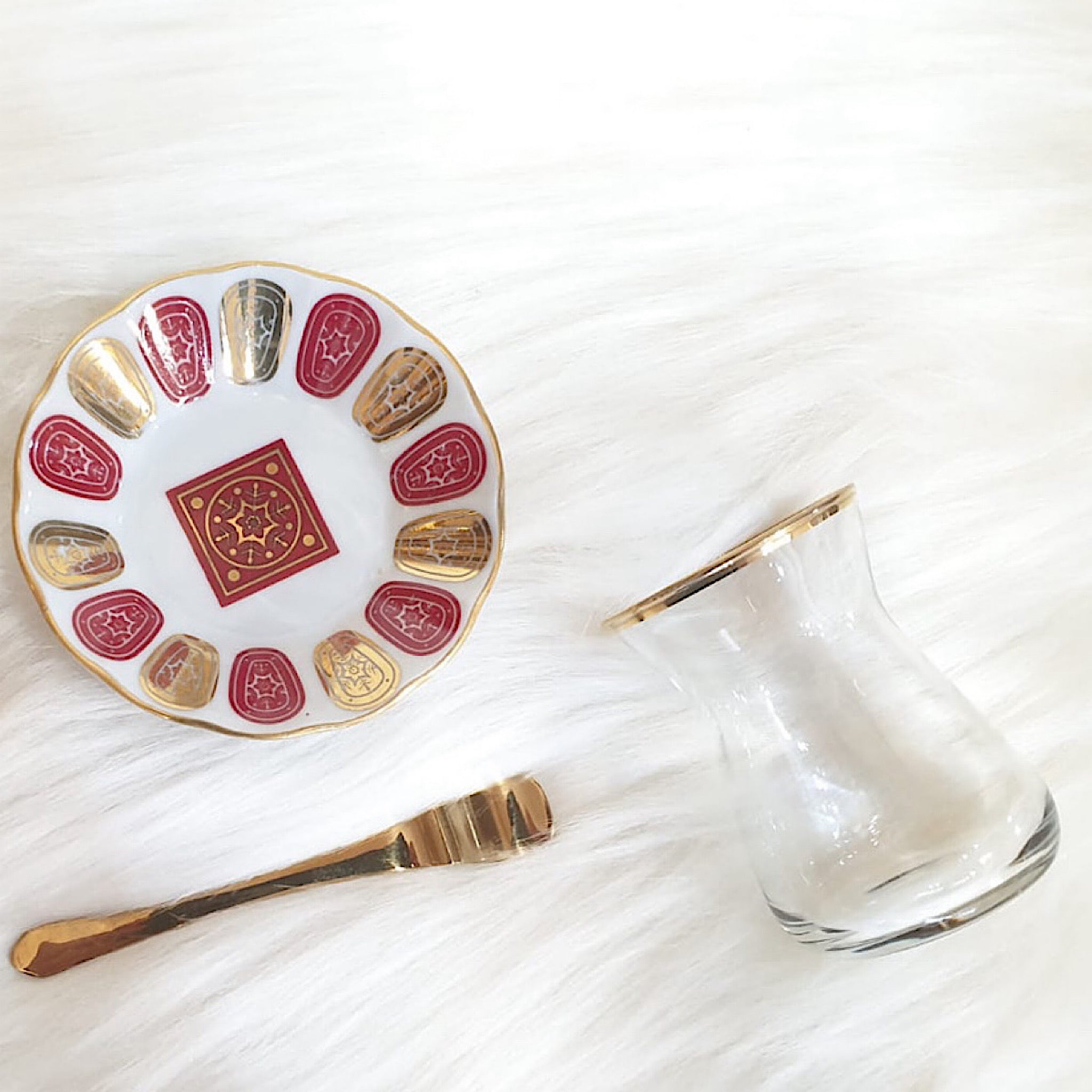Çay Bardağı takımı 6 Kişilik Acem Kırmızı | Luxury Turkish Tea Set - Bardak | DUKKANI ISTANBUL