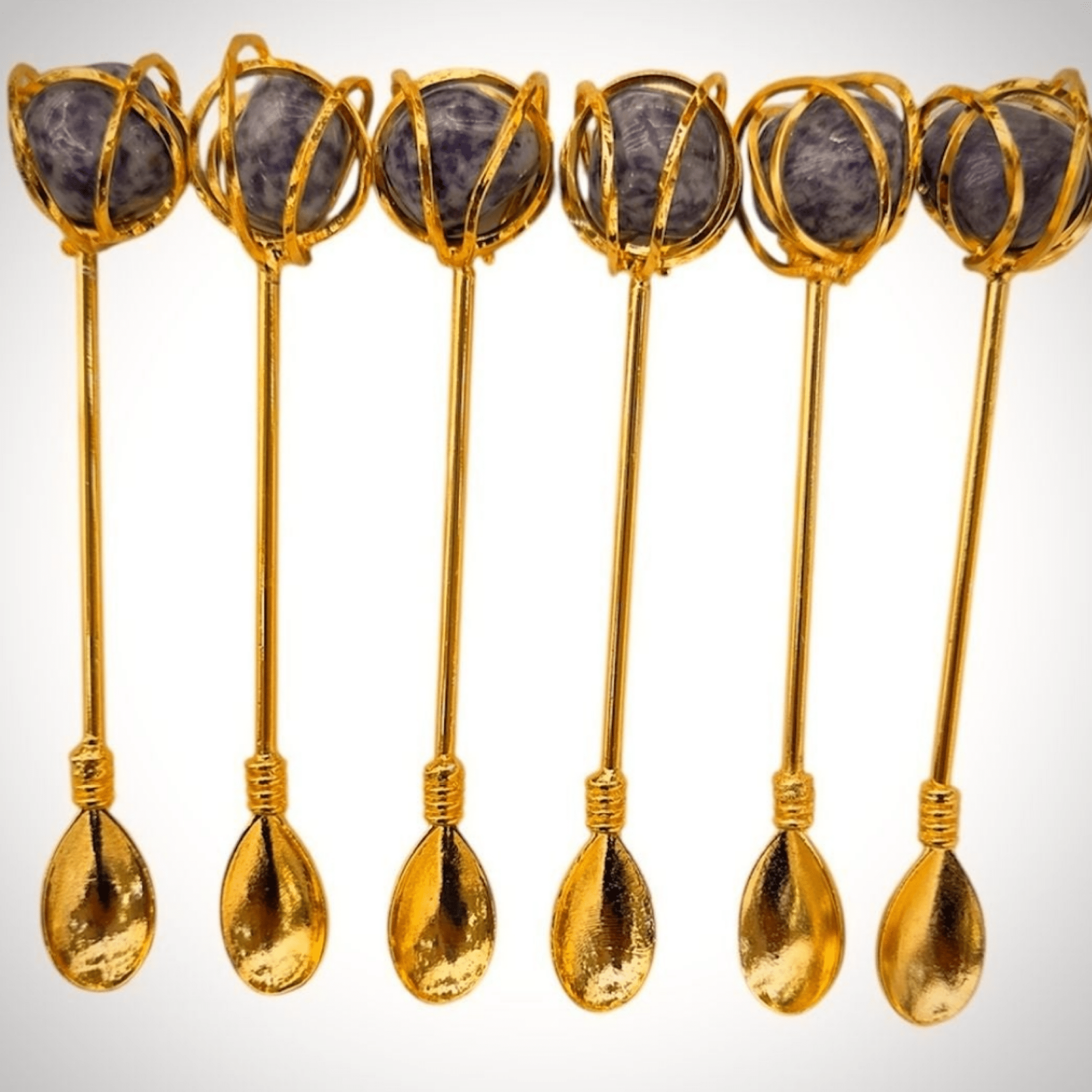 El Yapımı Turkuaz Doğaltaşlı Çay Kaşığı – Zarafet ve Doğallığın Buluşması | Luxury Turkish Tea Set - Çatal & Bıçak & Kaşık | DUKKANI ISTANBUL