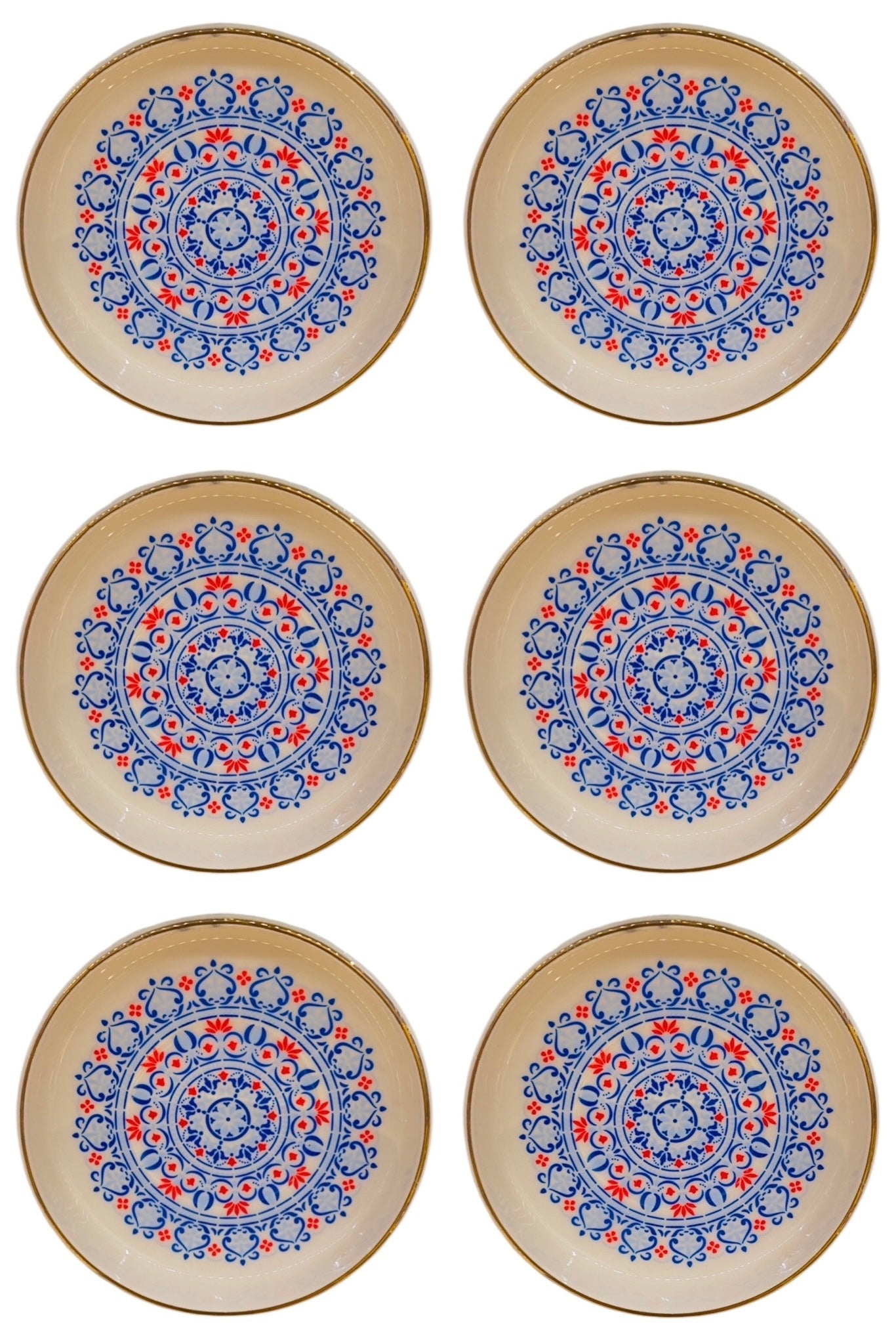 Ela Rumi Desenli 6’lı Altın Yaldızlı Çay Tabağı Seti – Çok Amaçlı Kullanım | Luxury Turkish Tea Set - Tabak | DUKKANI ISTANBUL
