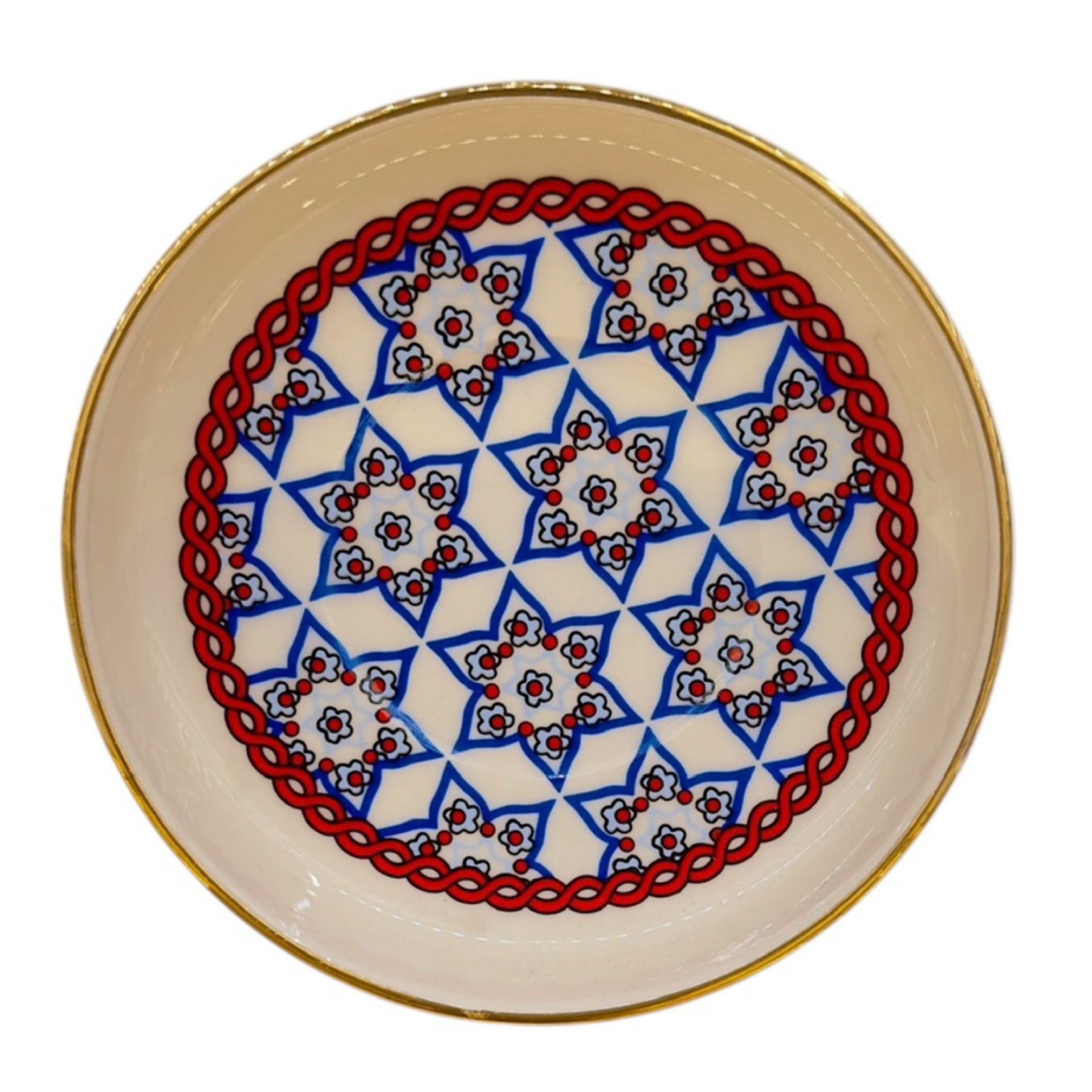 Ela Yıldız Desenli Porselen Çay Seti – 6 Kişilik 12 Parça Zarif Takım | Luxury Turkish Tea Set - Bardak | DUKKANI ISTANBUL