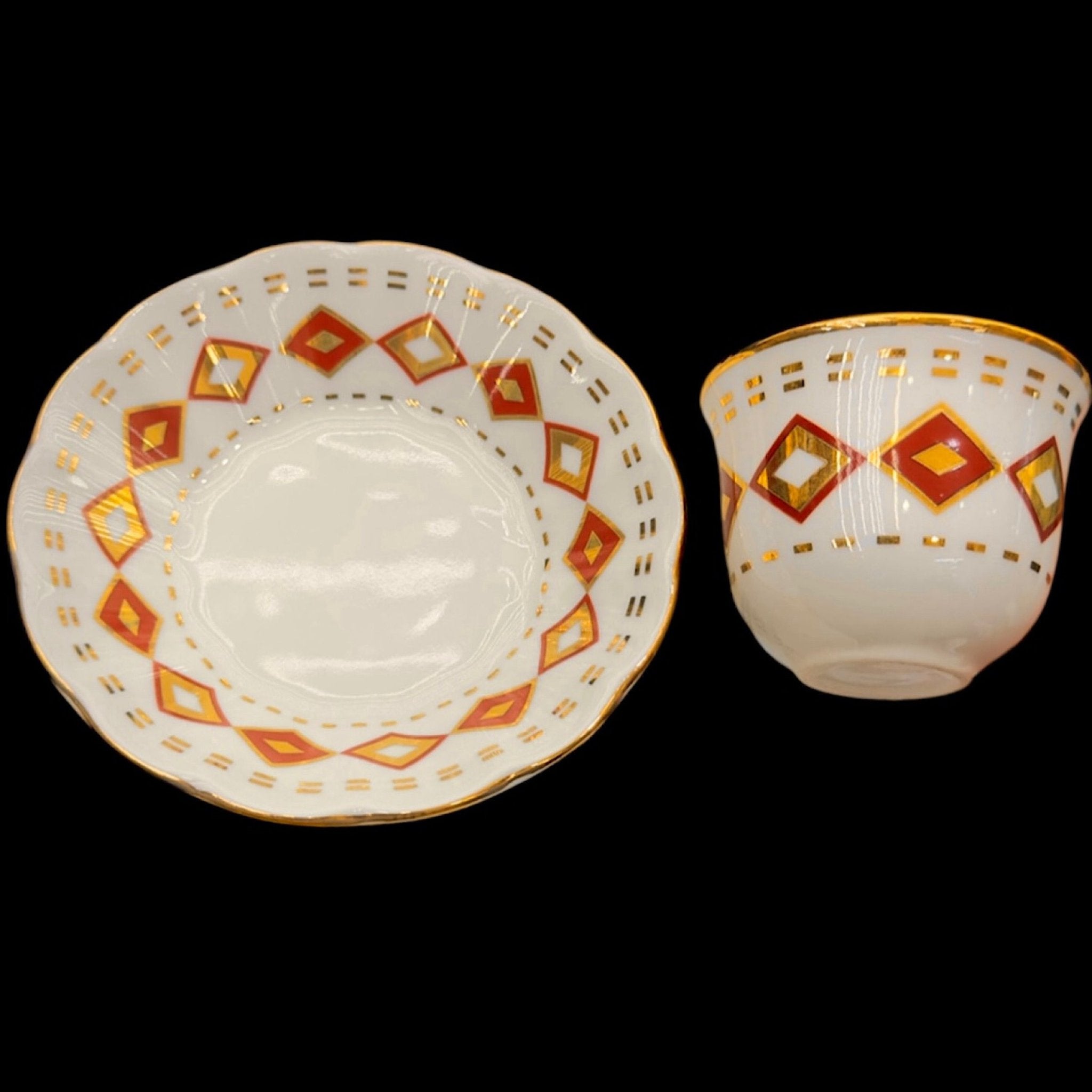 Ennabi Baklava Desenli Çay, Mırra ve Demlikli Takım | 6 Kişilik Lüks Osmanlı Tarzı Sunum Seti | Luxury Turkish Tea Set - | DUKKANI ISTANBUL