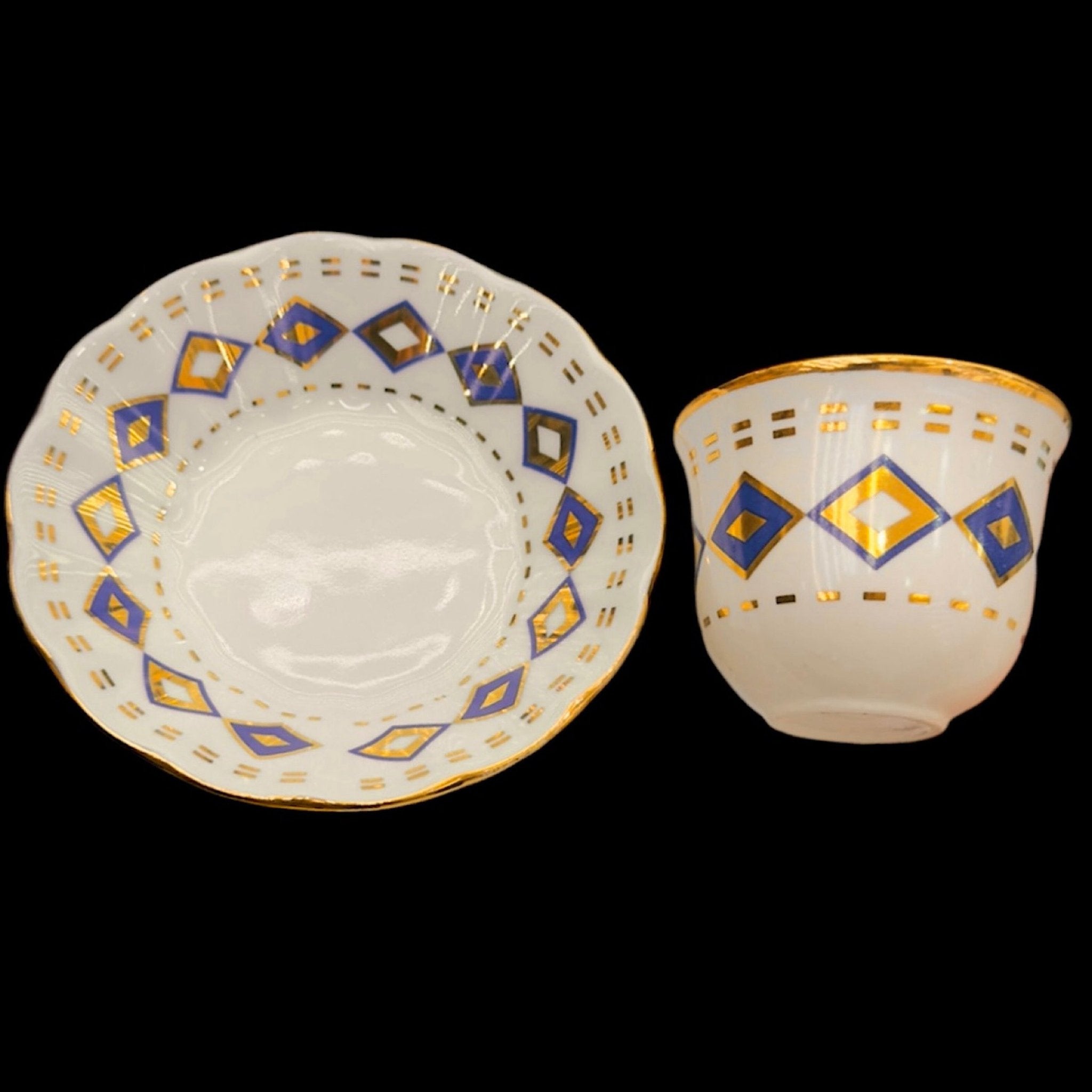Mavi Baklava Desenli Çay, Mırra ve Demlikli Set | 6 Kişilik El Yapımı Osmanlı Tarzı Lüks Sunum Takımı | Luxury Turkish Tea Set - | DUKKANI ISTANBUL