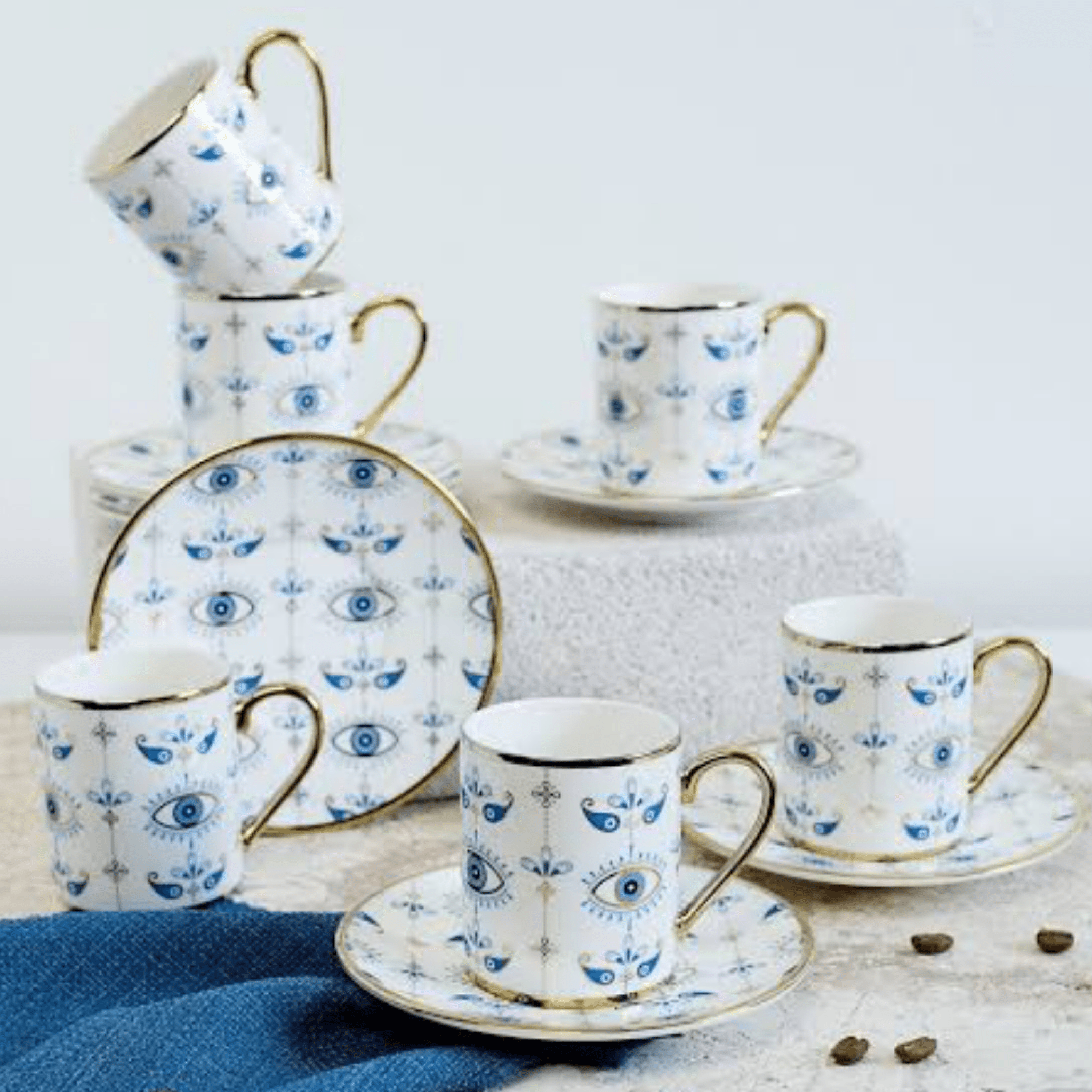nazar kahve fincan takımı | Luxury Turkish Tea Set - Kahve Fincanı | DUKKANI ISTANBUL