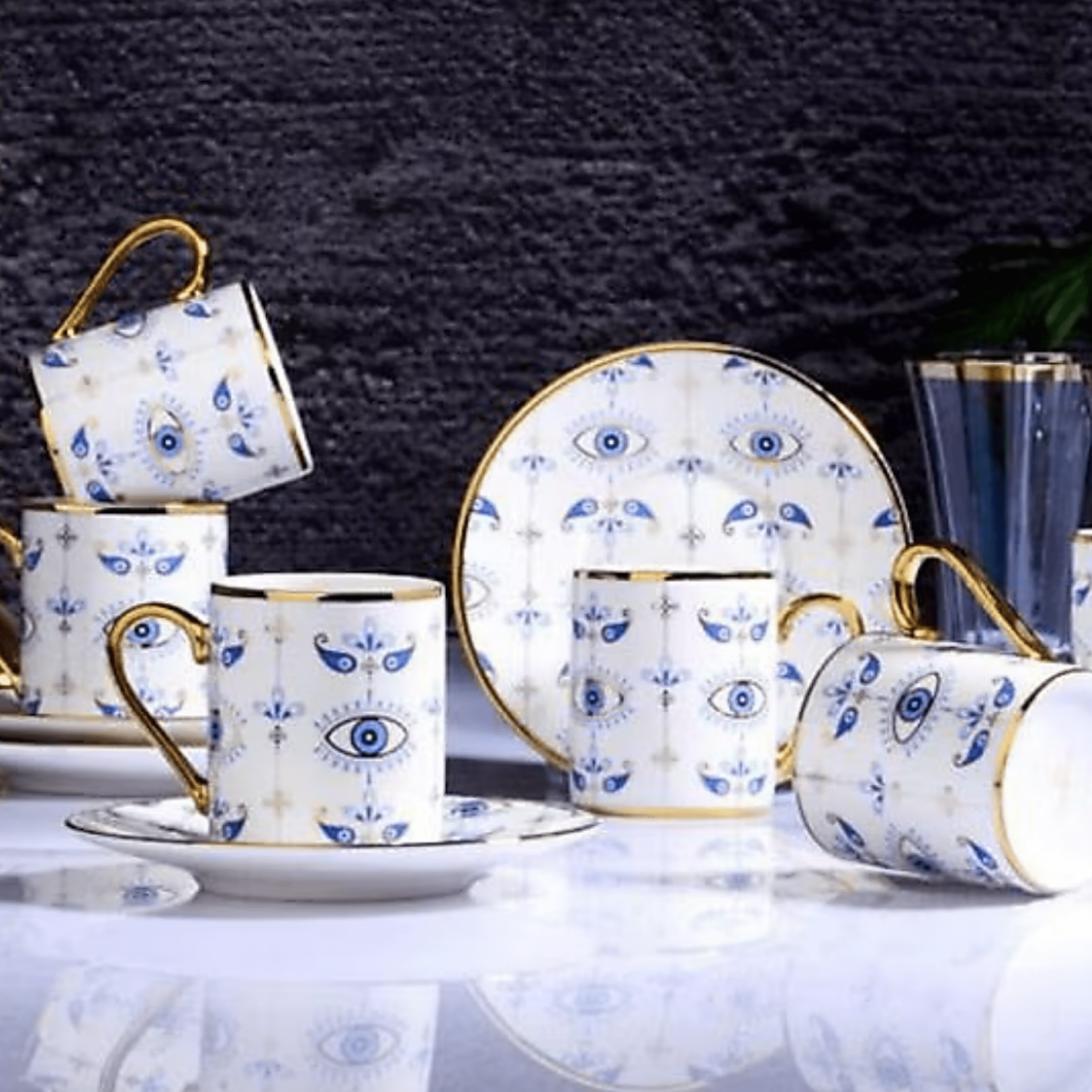 nazar kahve fincan takımı | Luxury Turkish Tea Set - Kahve Fincanı | DUKKANI ISTANBUL