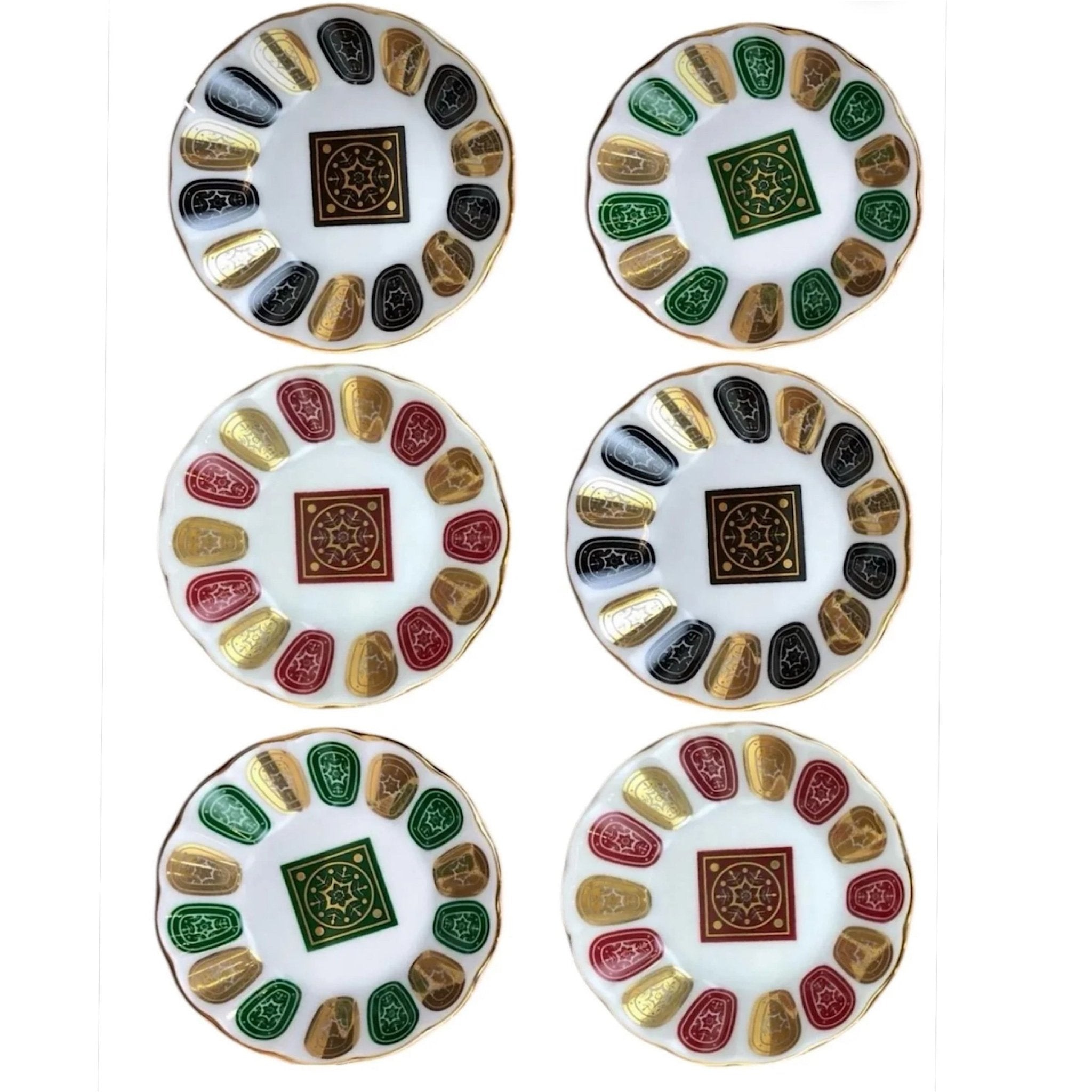 Porselen Çay Tabağı Seti 6 kişilik Acem klasik Asil Renkler | Luxury Turkish Tea Set - Tabak | DUKKANI ISTANBUL