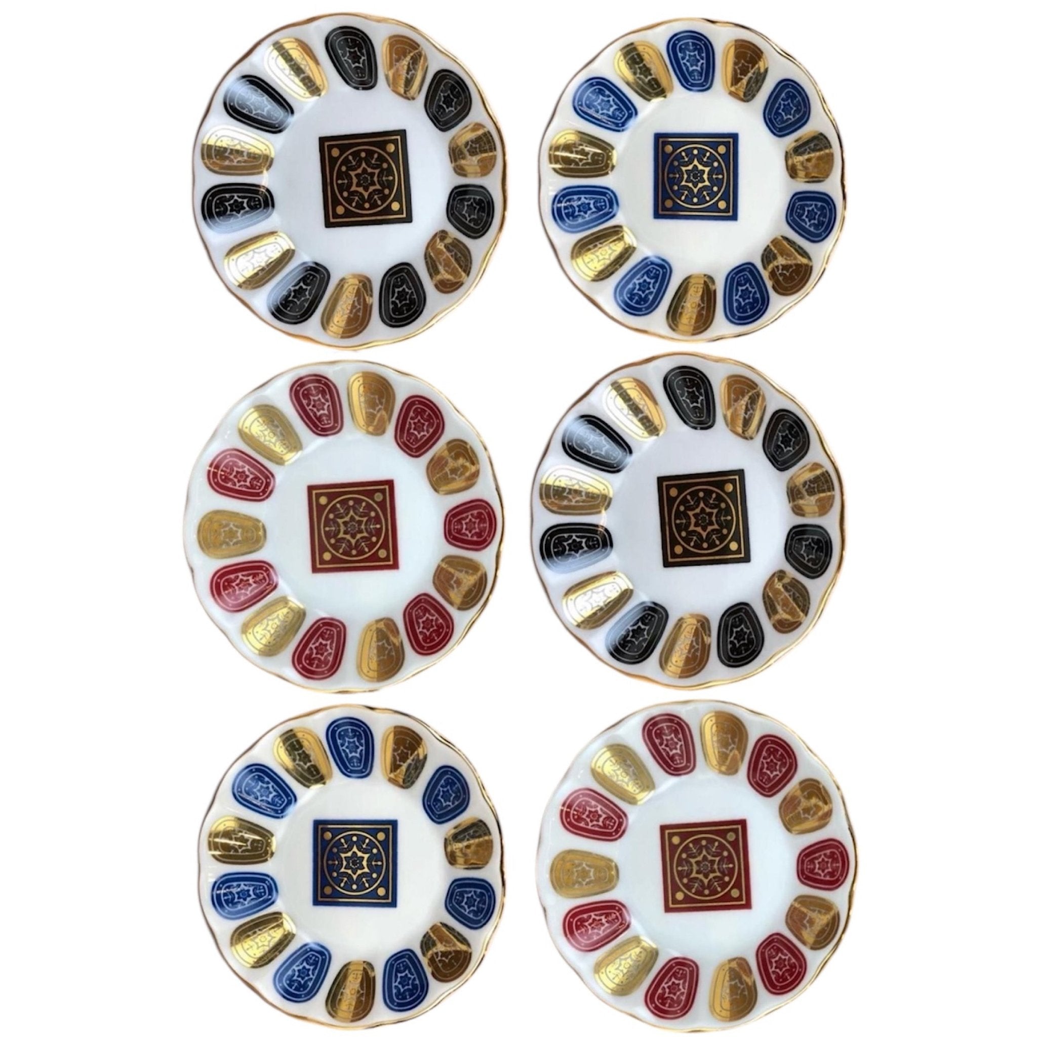 Porselen Çay tabağı Seti 6 kişilik Acem yeni MİX | Luxury Turkish Tea Set - Tabak | DUKKANI ISTANBUL