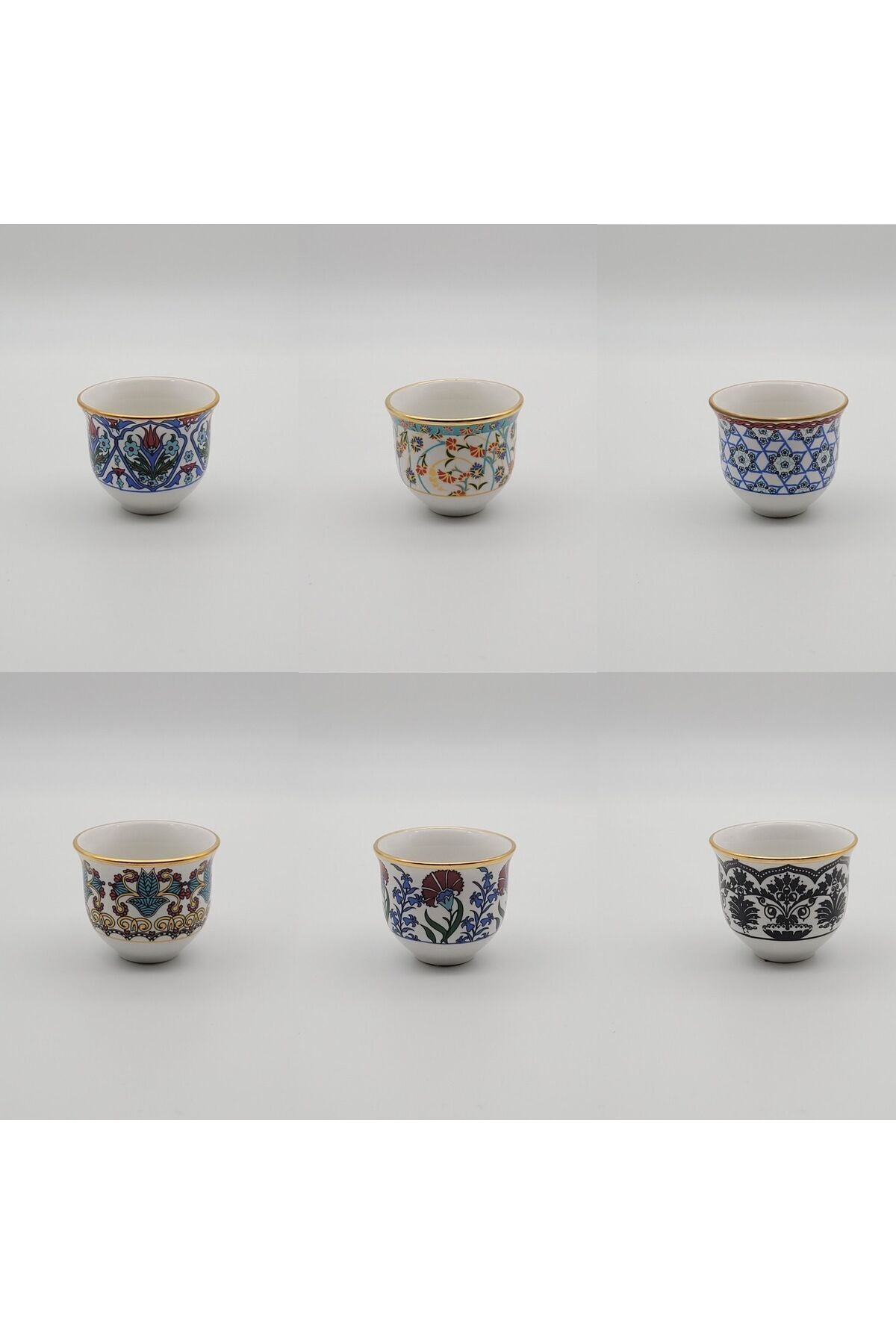 Porselen Gawa Fincan Takımı 6 Kişilik kahve Fincanı ela mix mırra | Luxury Turkish Tea Set - Kahve Fincanı | DUKKANI ISTANBUL