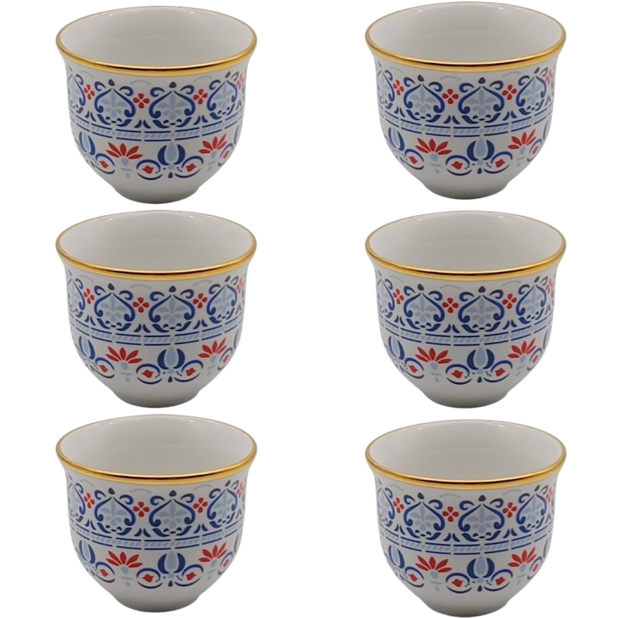 Porselen Gawa Fincan Takımı 6 Kişilik Rumi Kahve Fincanı | Luxury Turkish Tea Set - Kahve Fincanı | DUKKANI ISTANBUL