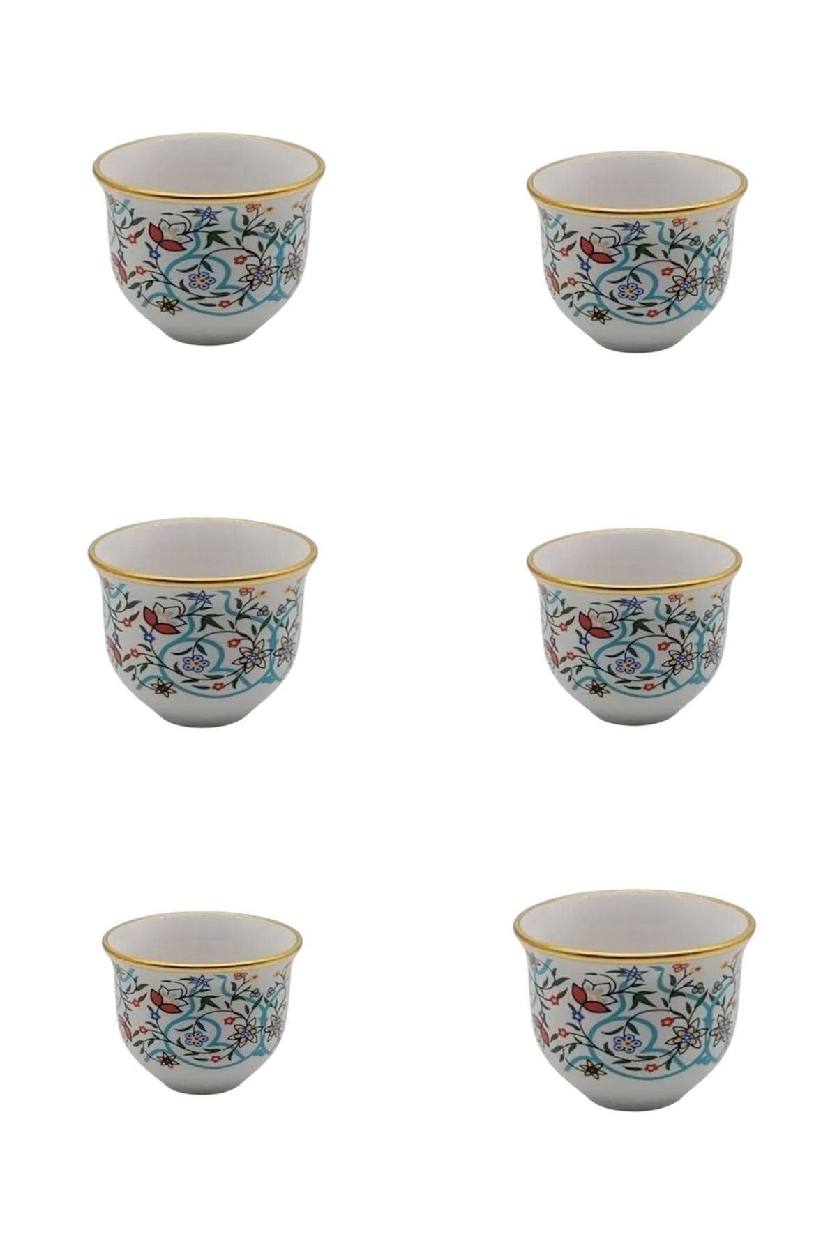 porselen Gawa Kahve Fincan Takımı 6 kişilik Ela Bahar | Luxury Turkish Tea Set - Kahve Fincanı | DUKKANI ISTANBUL