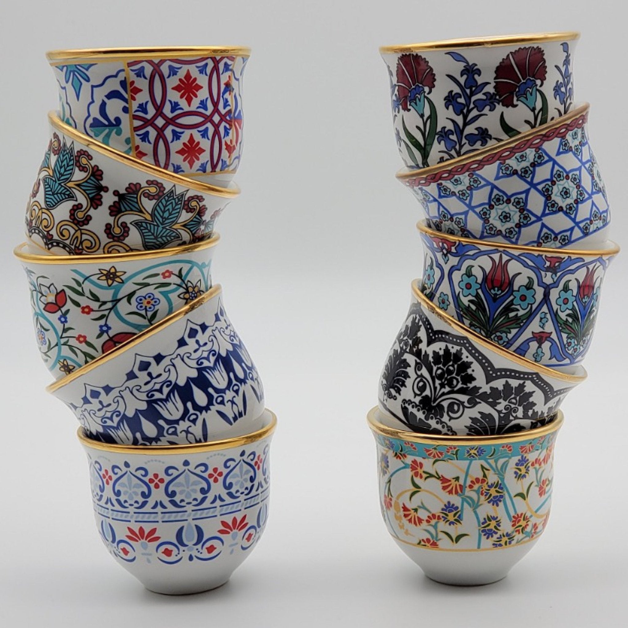 Porselen Gawa Kahve ve Mırra fincanı 6 Kişilik Ela Türk Lalesi | Luxury Turkish Tea Set - Kahve Fincanı | DUKKANI ISTANBUL