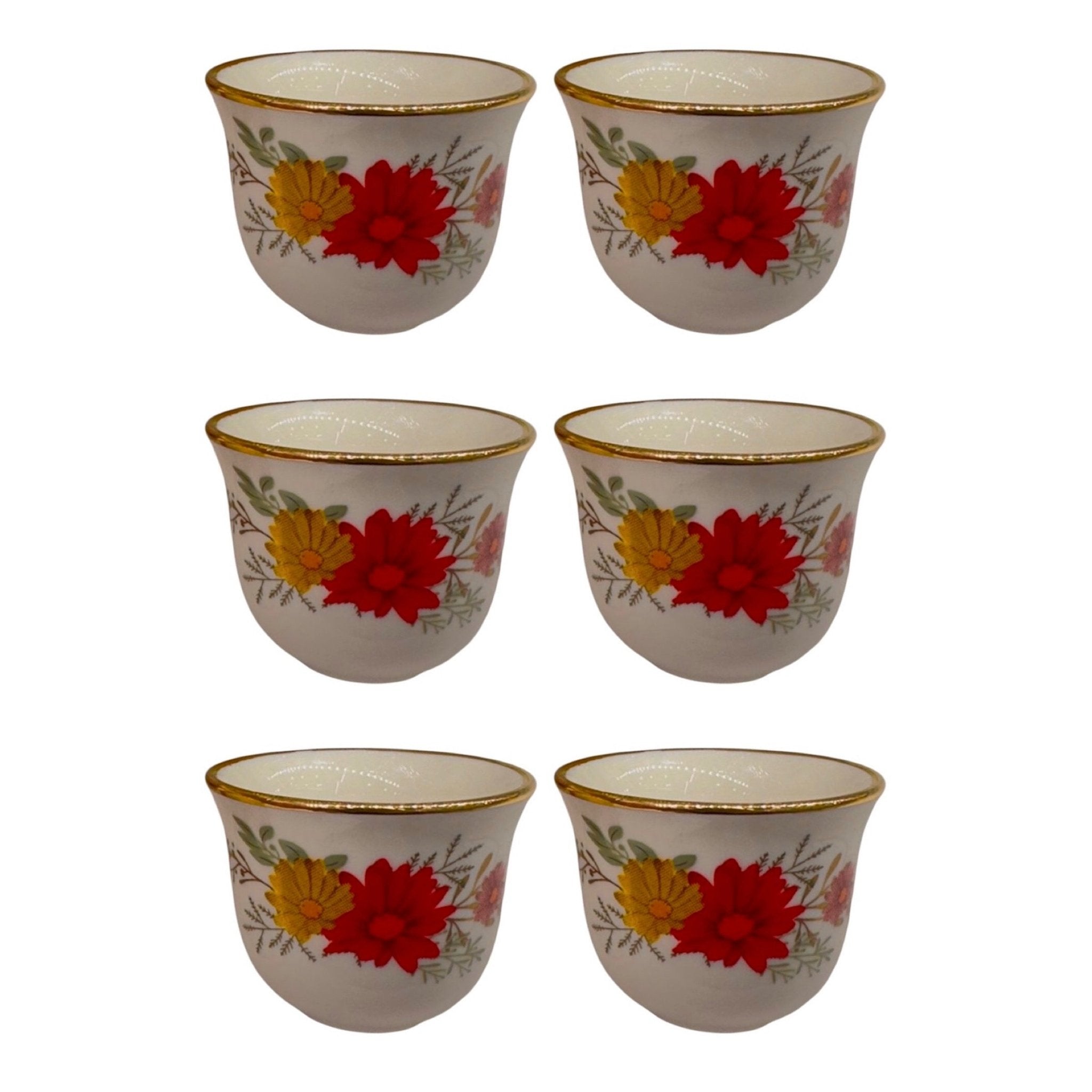 Porselen Gawa Kahve ve Mırra fincanı 6 Kişilik Papatyalar Mix | Luxury Turkish Tea Set - Kahve Fincanı | DUKKANI ISTANBUL