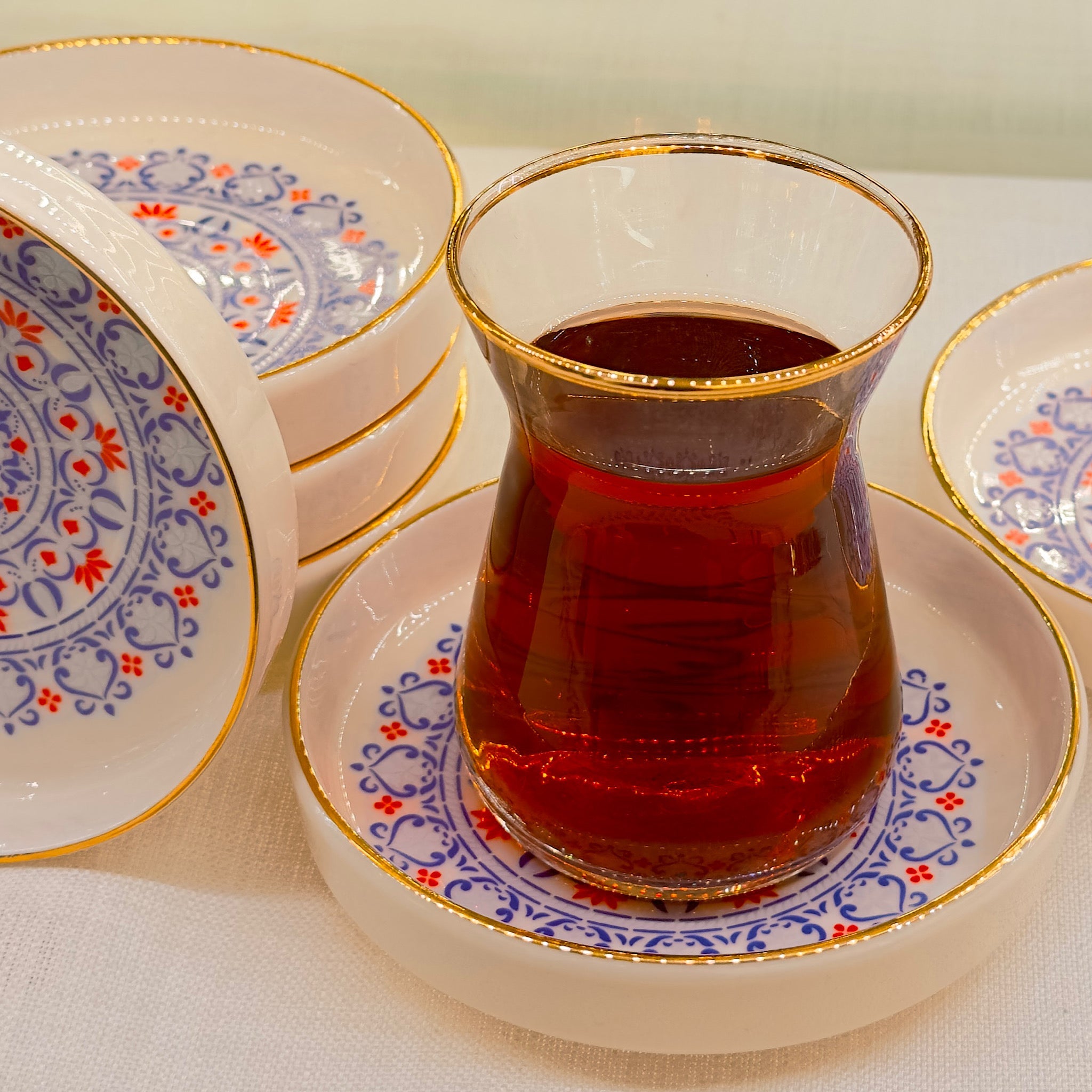 Rumi Desenli 18 Parça Altın Yaldızlı El İşlemeli Çay ve Mırra Seti – 6 Kişilik | Luxury Turkish Tea Set - Bardak | DUKKANI ISTANBUL