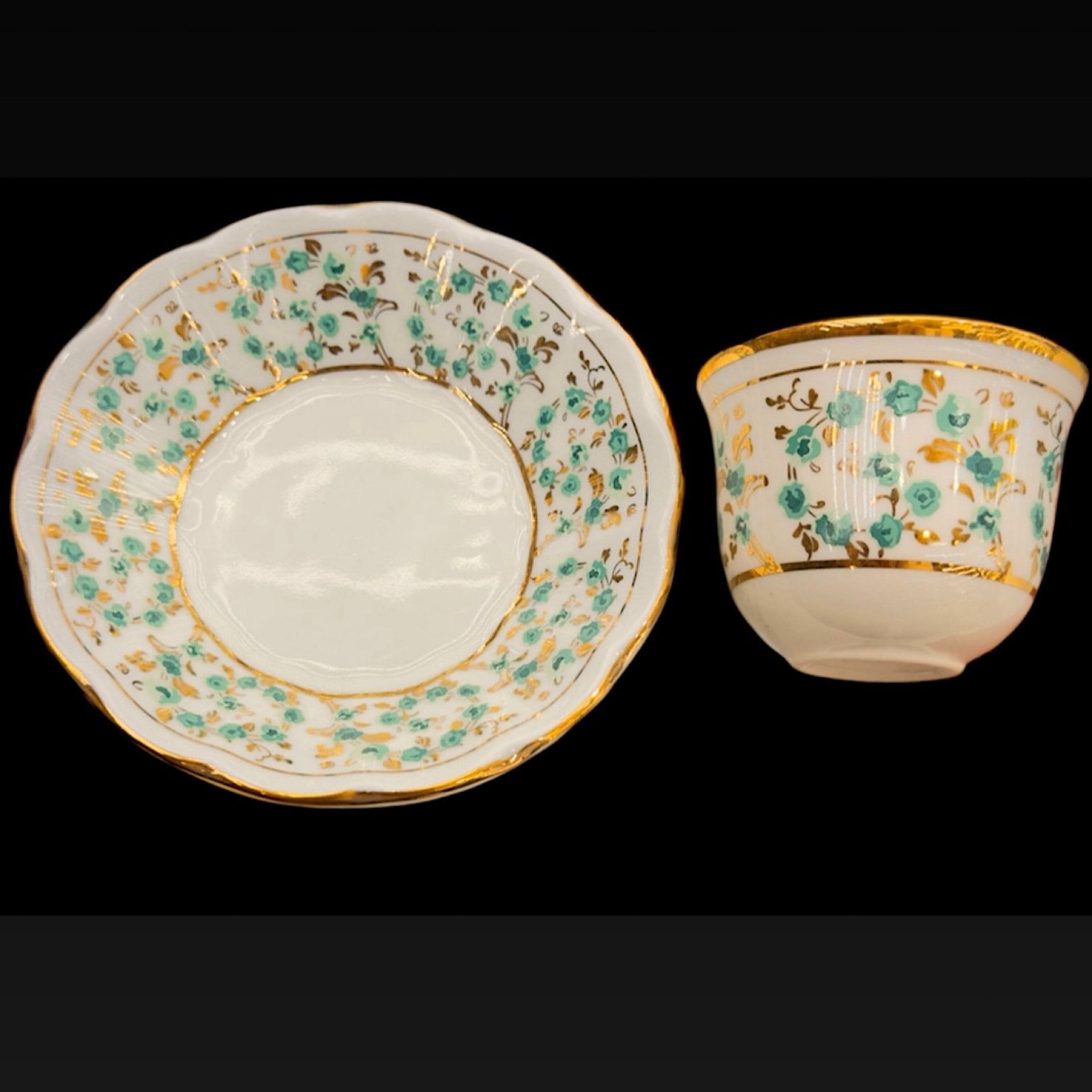 Turkuaz Mineli Osmanlı Tarzı Lüks Çay & Mırra Seti – Demlikli 18 Parça | Luxury Turkish Tea Set - | DUKKANI ISTANBUL