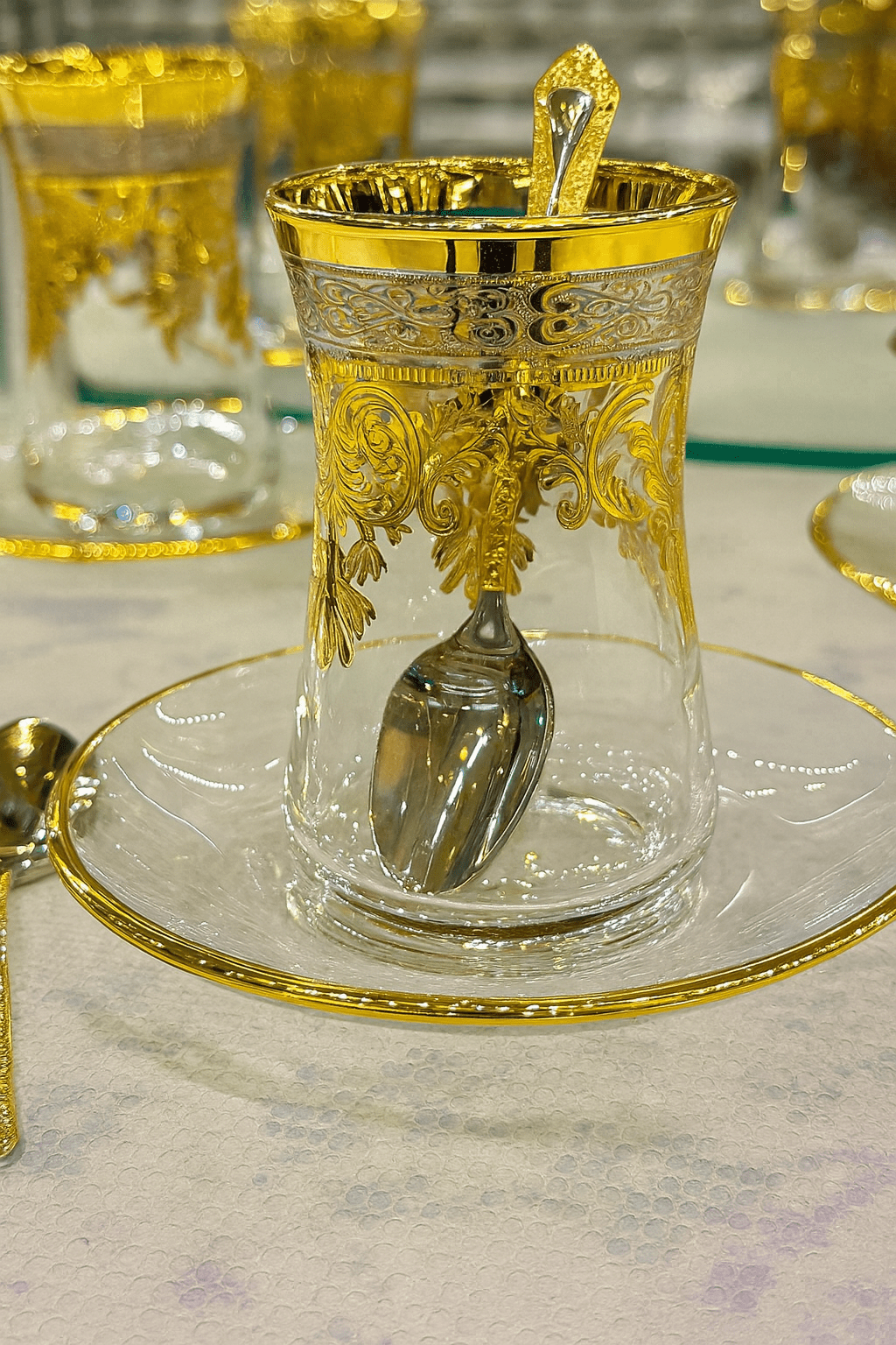 Victoria Serisi 6’lı El İşçiliği Pantograf İşlemeli Türk Çay Seti | Luxury Turkish Tea Set - | DUKKANI ISTANBUL